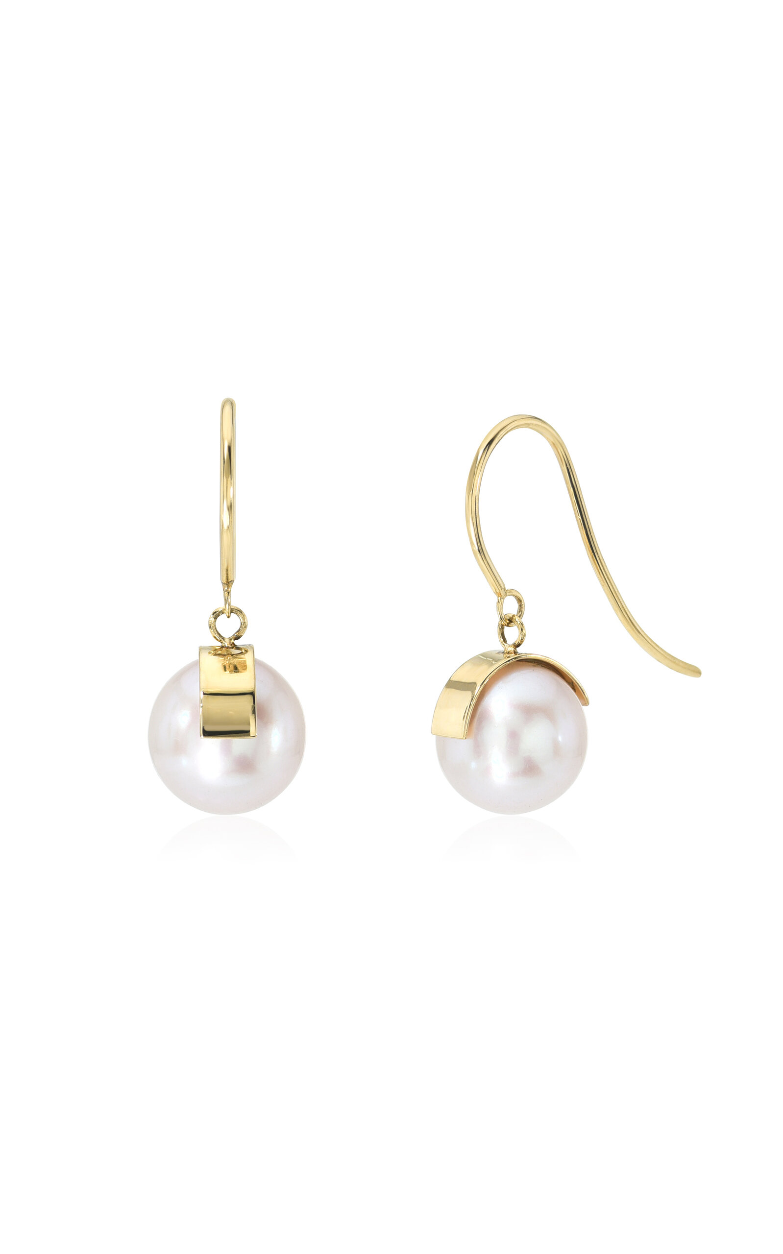 White Aalto 14K Yellow Gold Pearl Drop Earrings