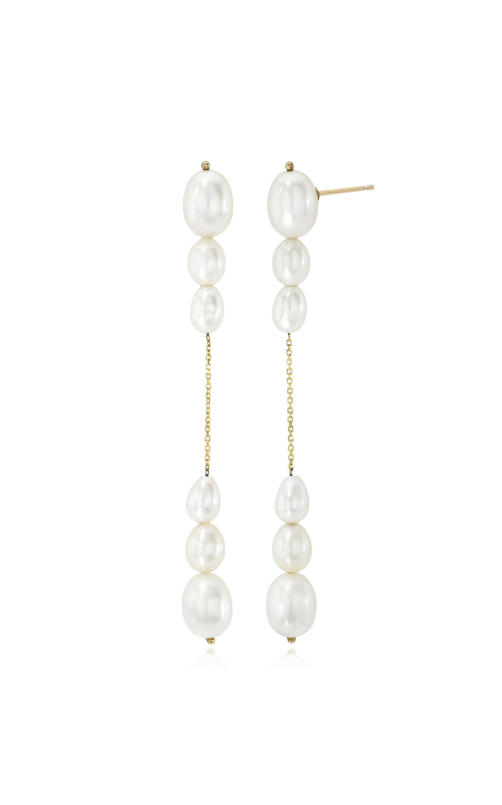 White Lucia 14K Yellow Gold Pearl Earrings