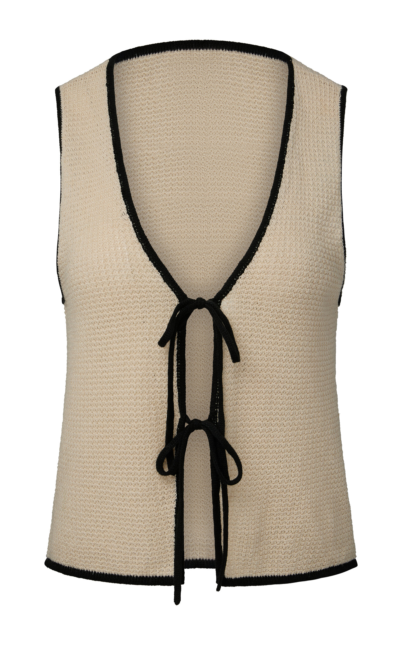 Linen Knit Tie-Front Tank Top