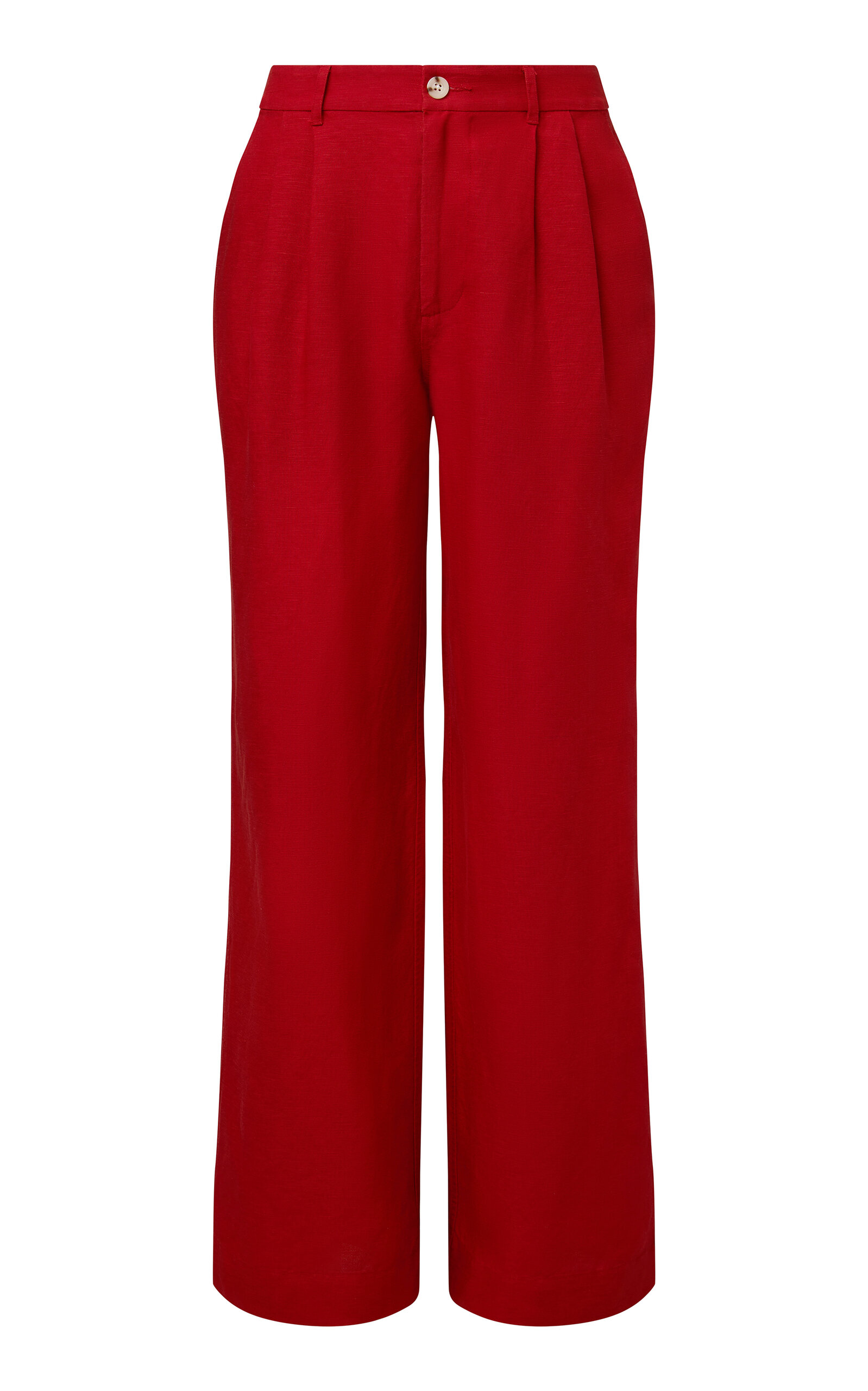 Linen-Blend Pleated Pants