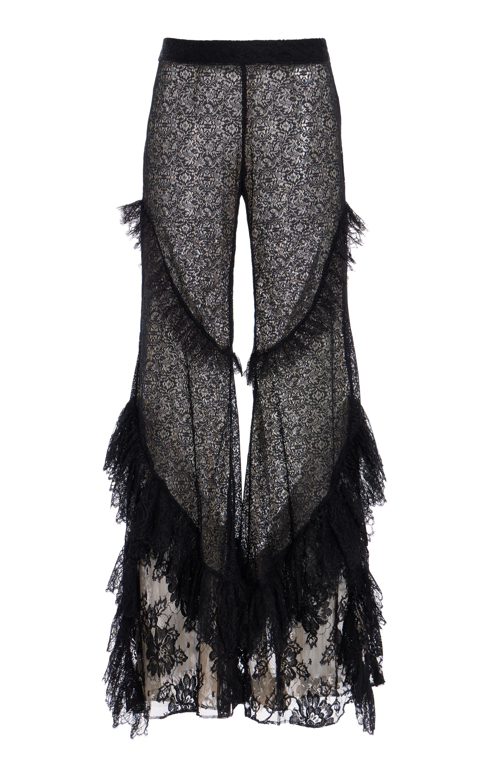 Francoise Exclusive Carine Ruffled Lace Flared Pants In Black