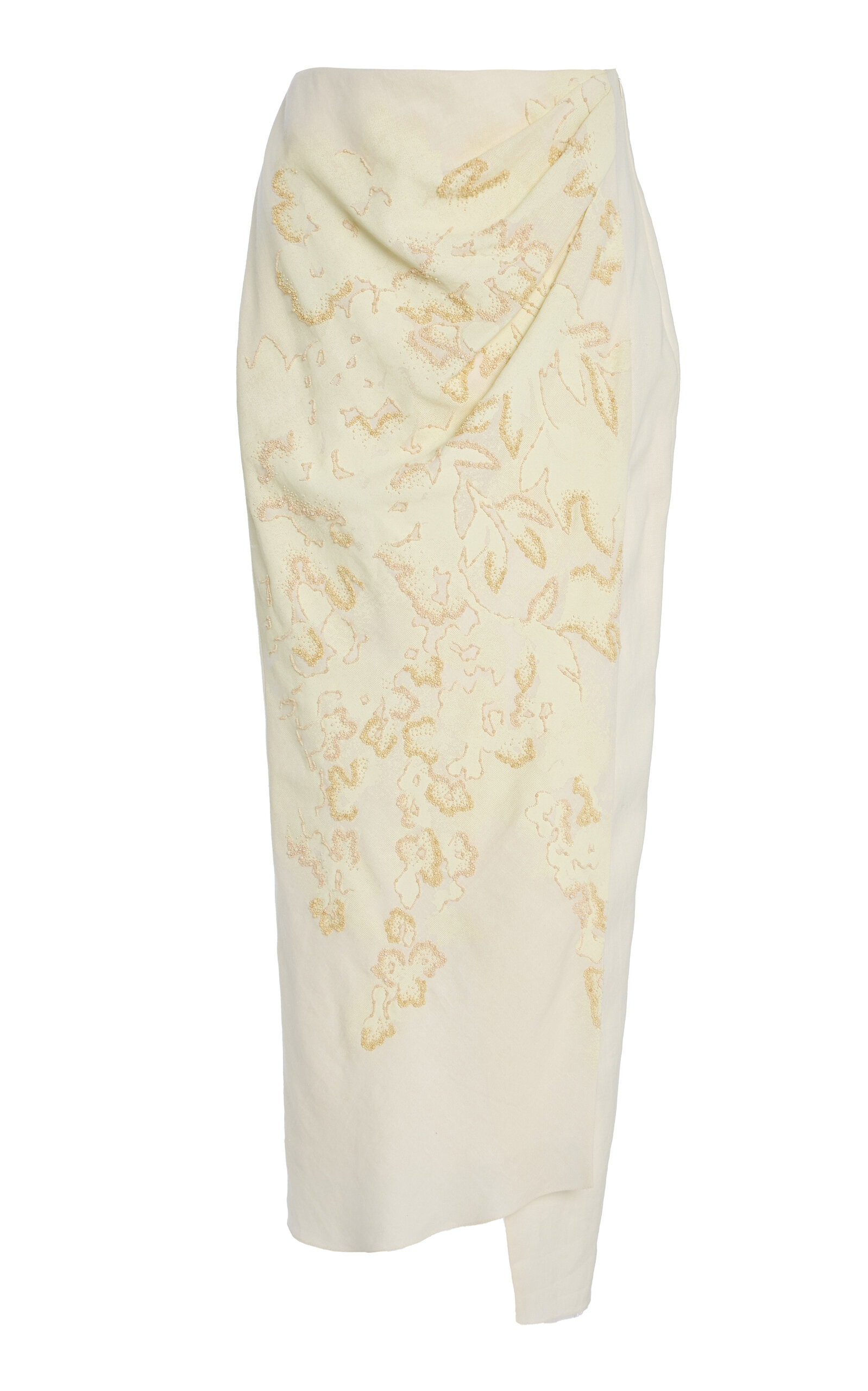 Exclusive Embroidered Linen-Wool Maxi Skirt