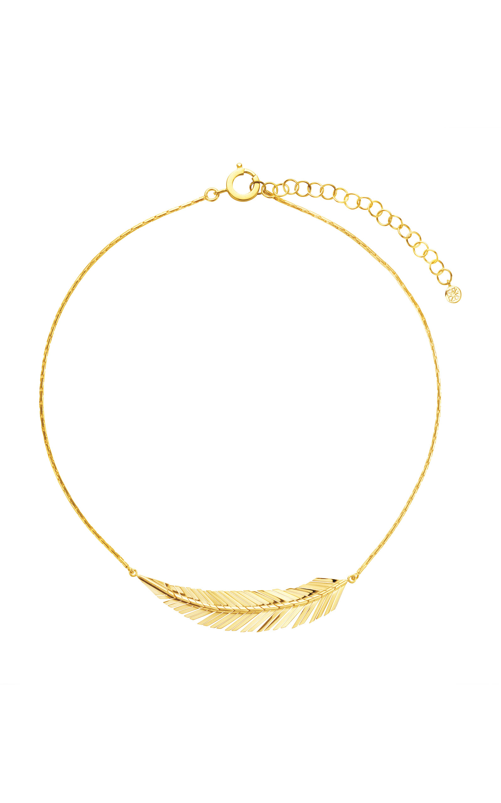 18K Yellow Gold Feather Necklace Medium