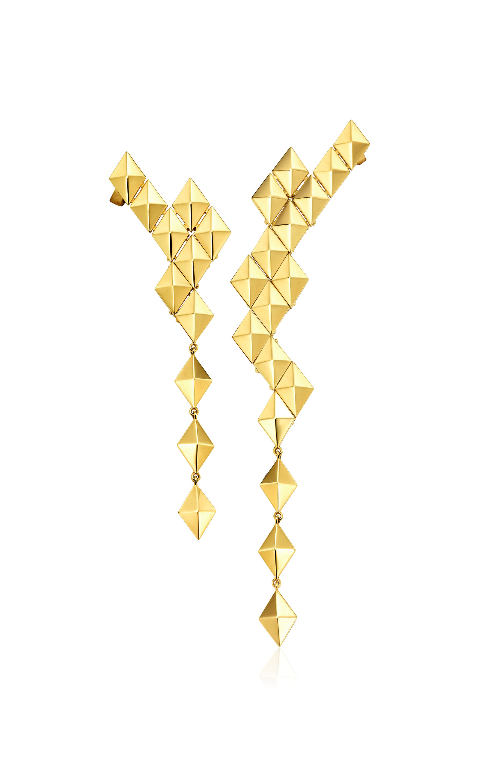 18K Yellow Gold Python Asymmetrical Climber Earrings