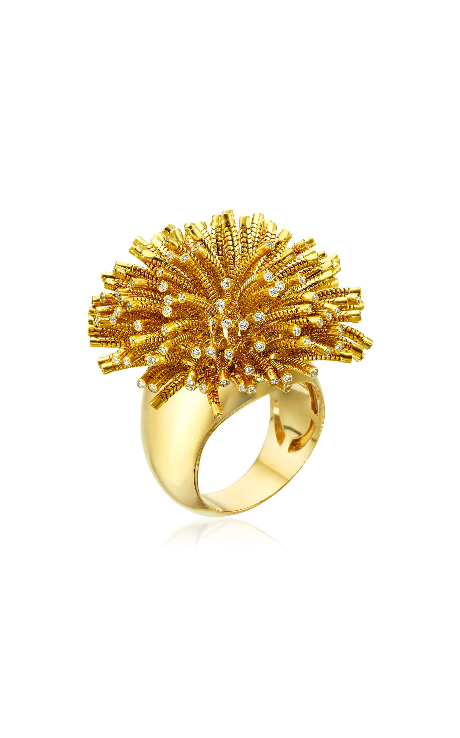 CADAR 18K YELLOW GOLD FUR COCKTAIL RING 