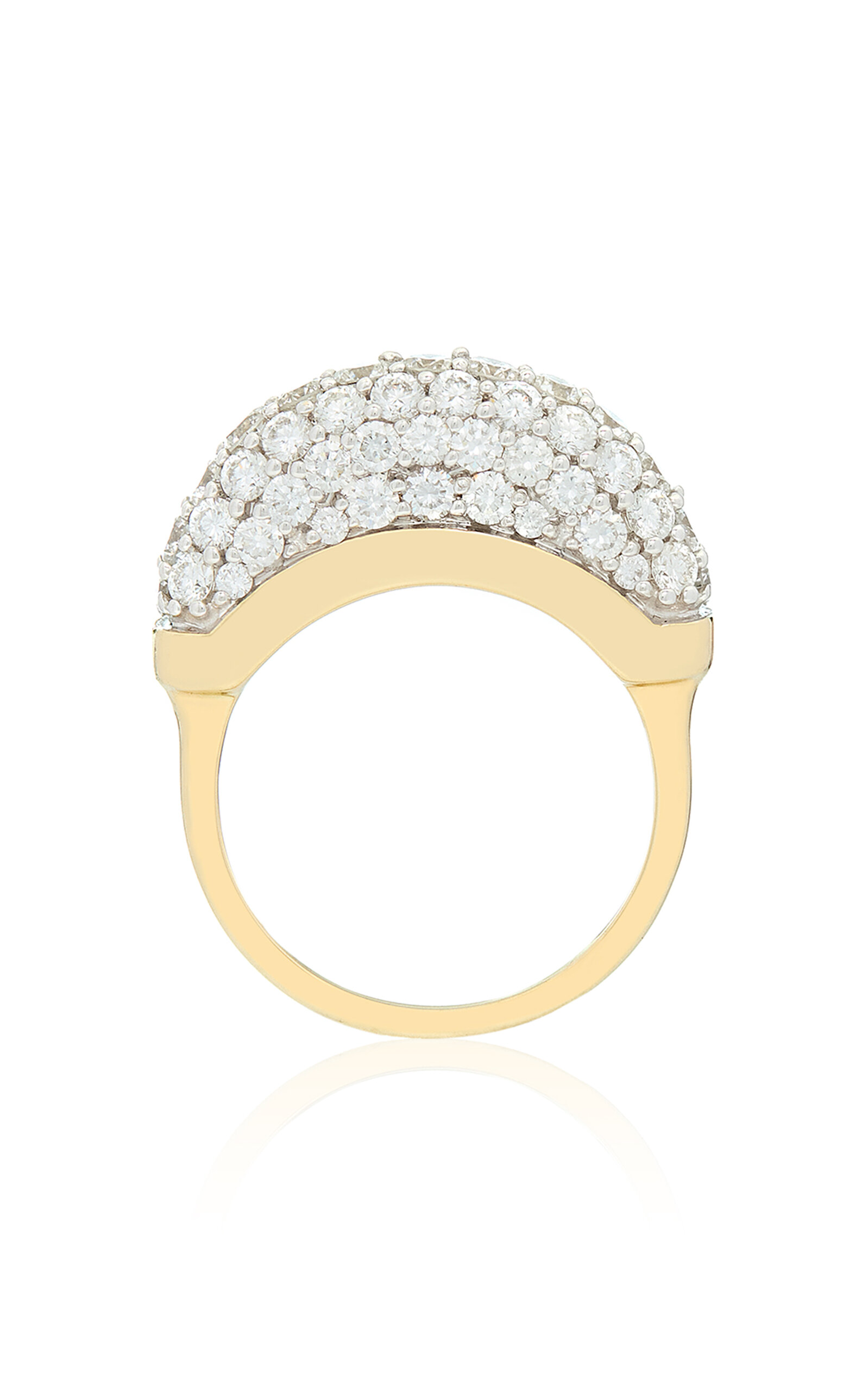 Shop Wyld Box Jewelry 18k Yellow Gold Luna And Diamond Pave Mini Ring