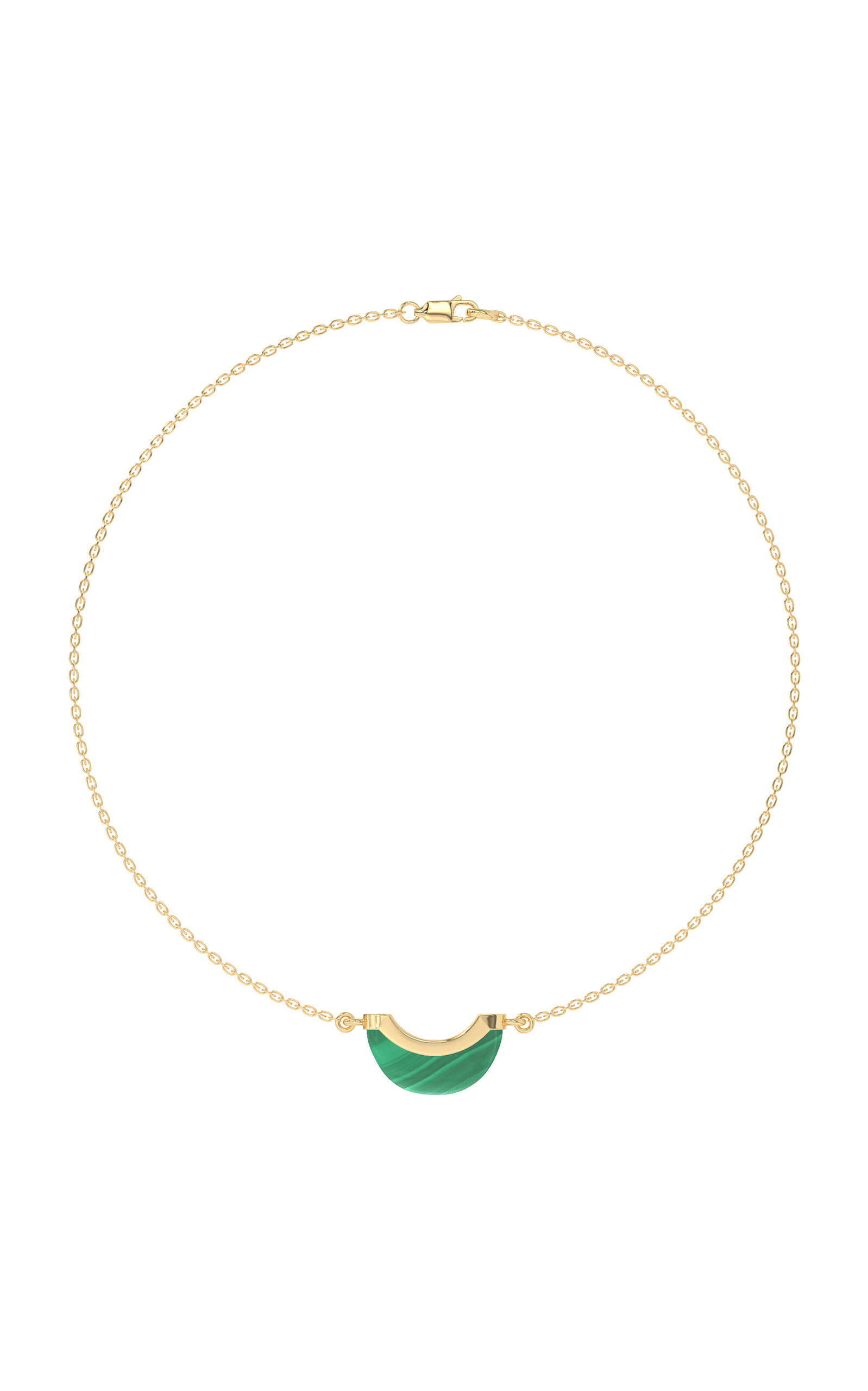 WYLD BOX JEWELRY 18K YELLOW GOLD AND MALACHITE LUNA MINI NECKLACE 