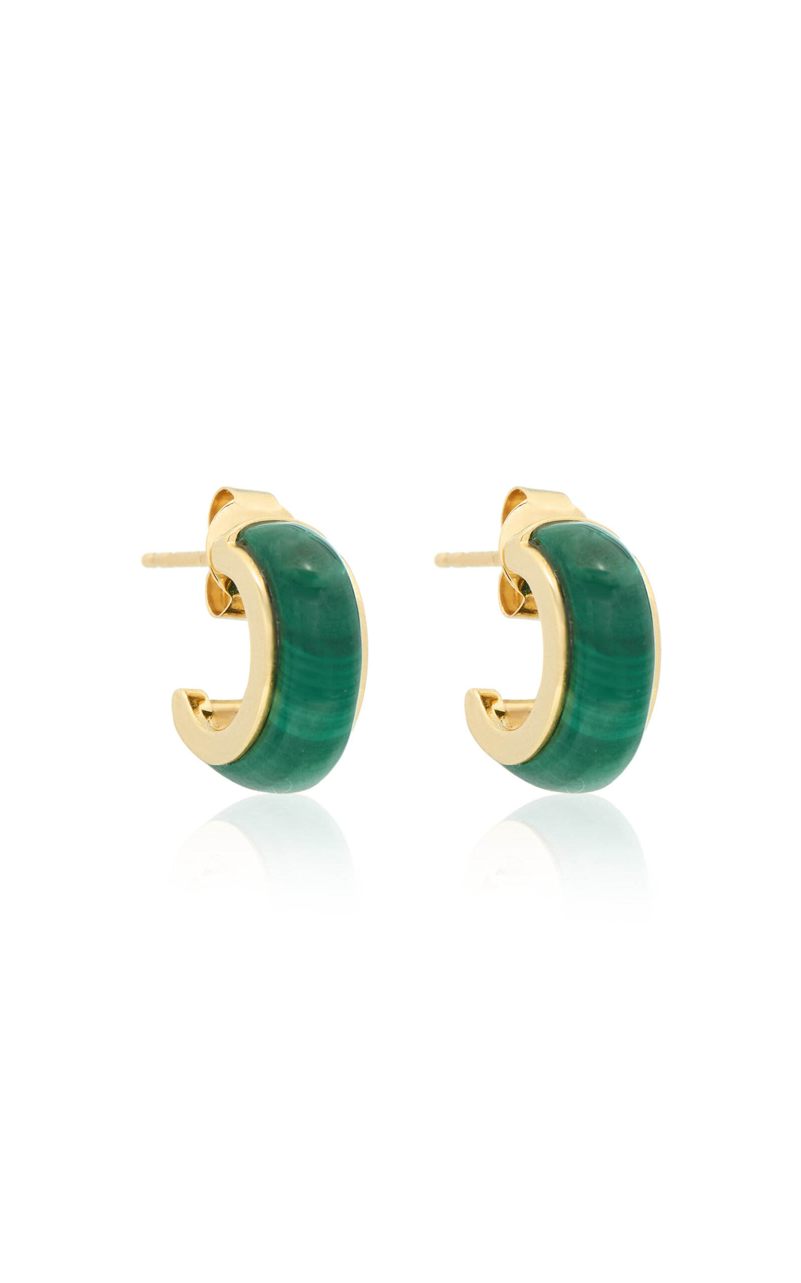 18k Yellow Gold and Malachite Luna Huggies