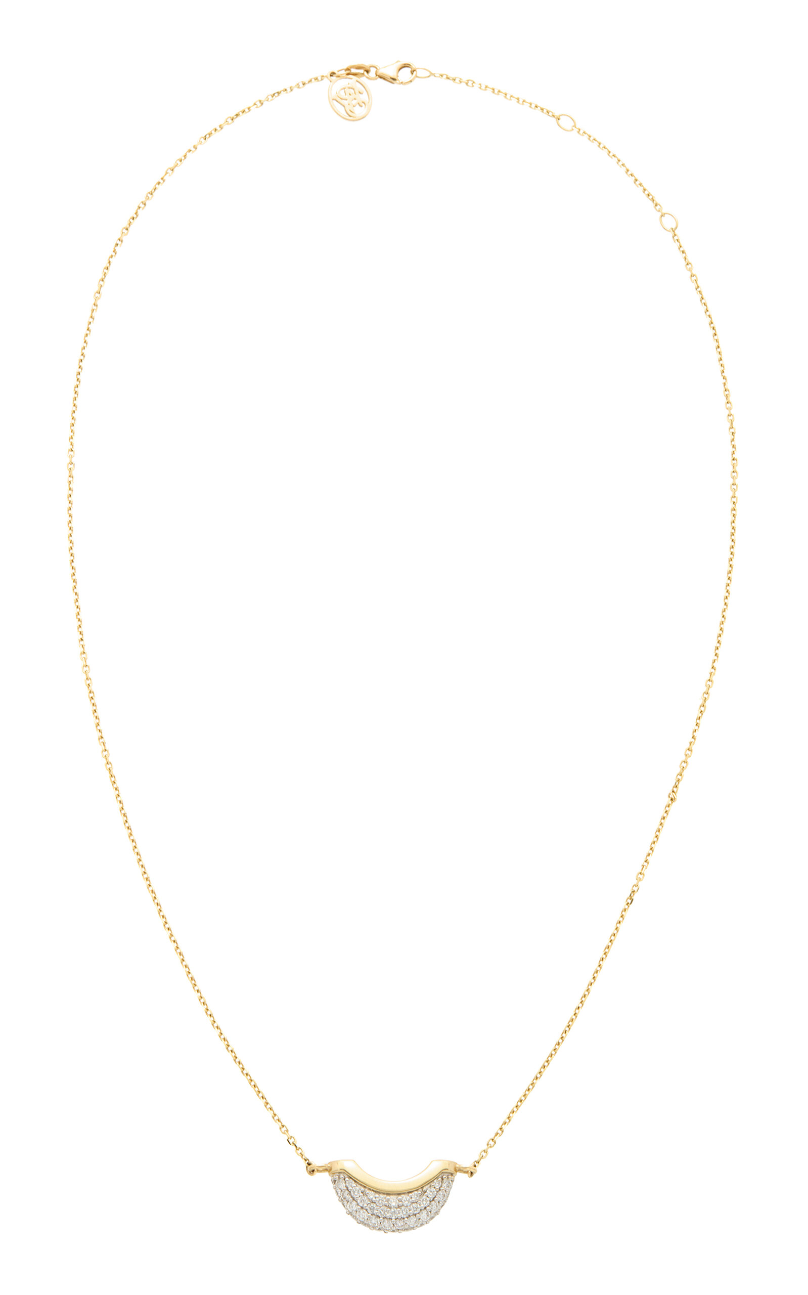 WYLD BOX JEWELRY 18K YELLOW GOLD AND PAVE LUNA MINI NECKLACE 