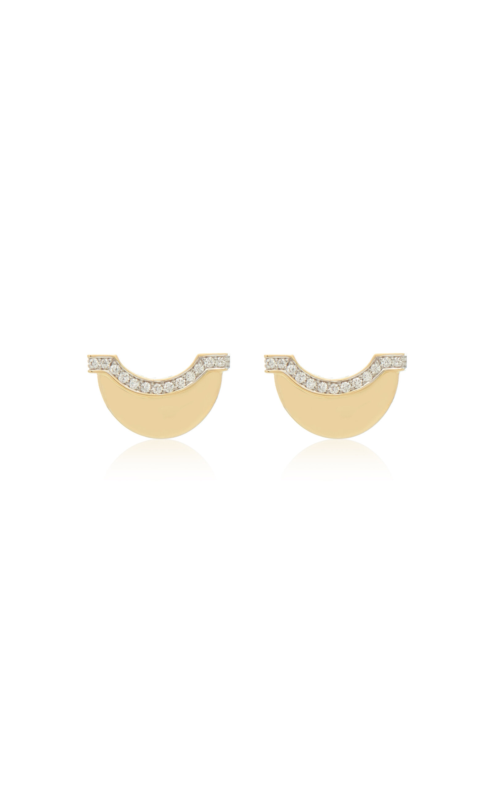 Shop Wyld Box Jewelry 18k Yellow Gold And Diamond Detail Luna Studs