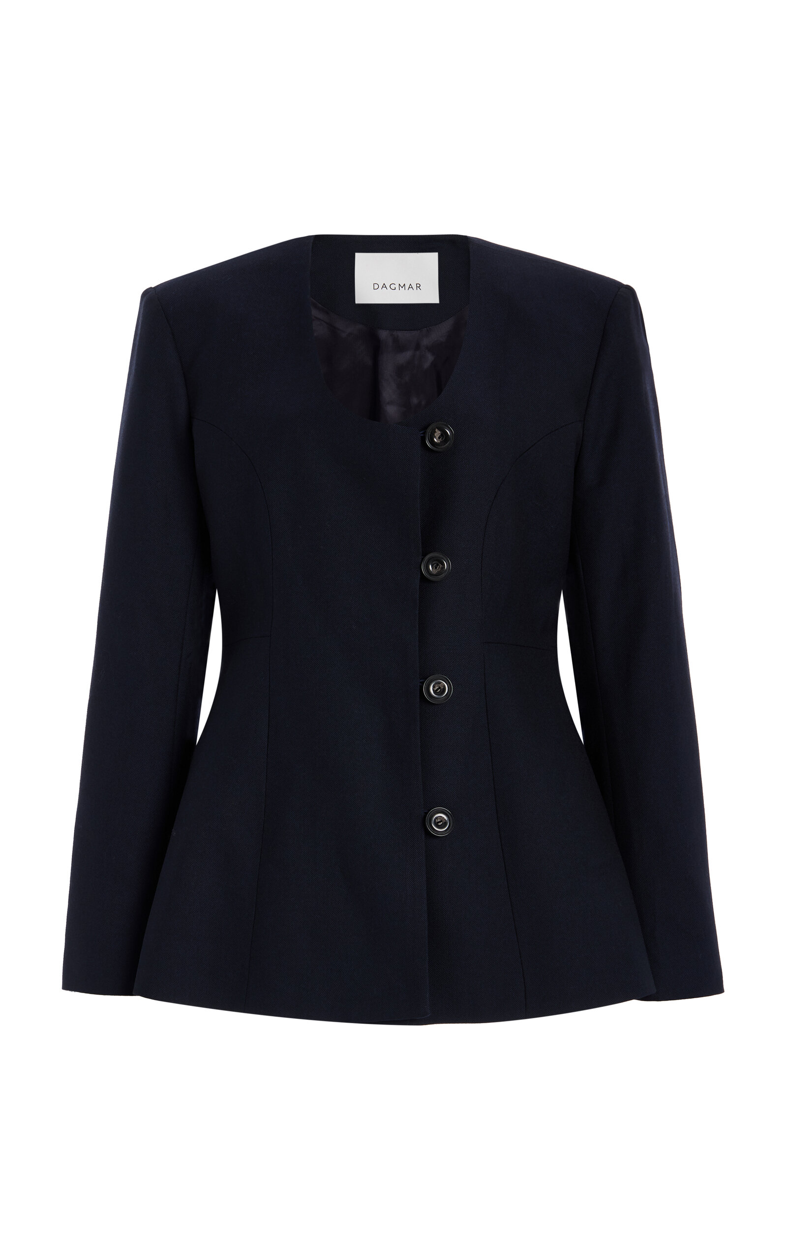 Collarless Wool-Blend Blazer