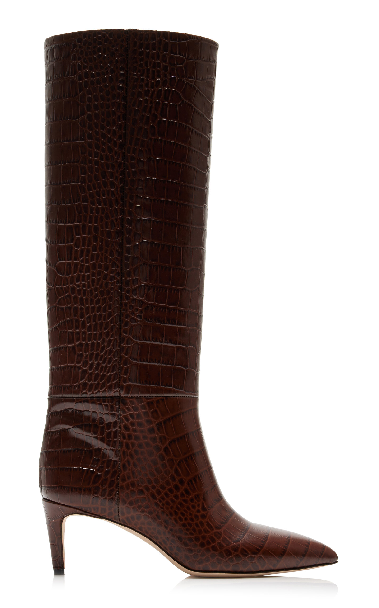 Croc-Effect Leather Stiletto Boots