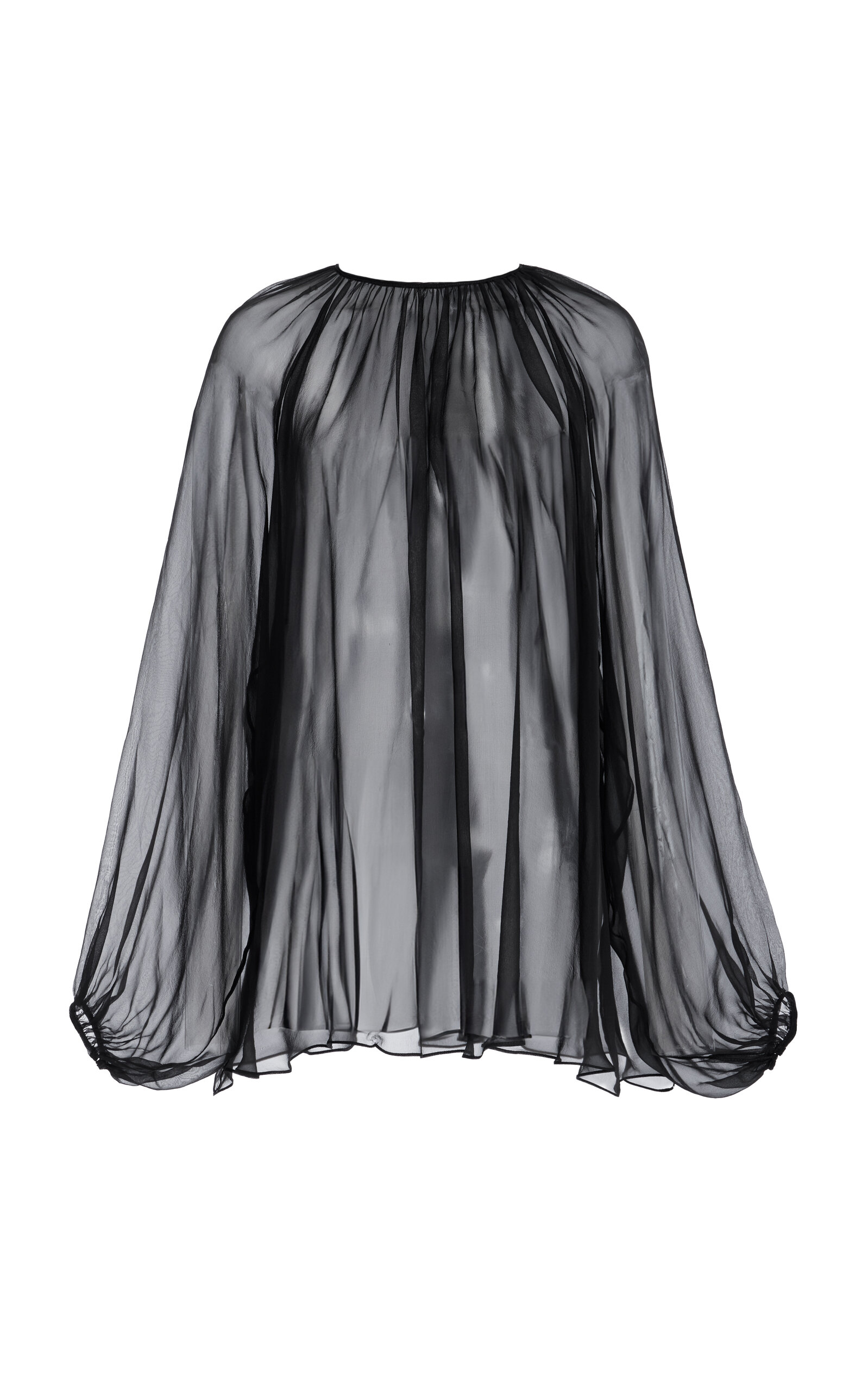 Gathered Silk Voile Top