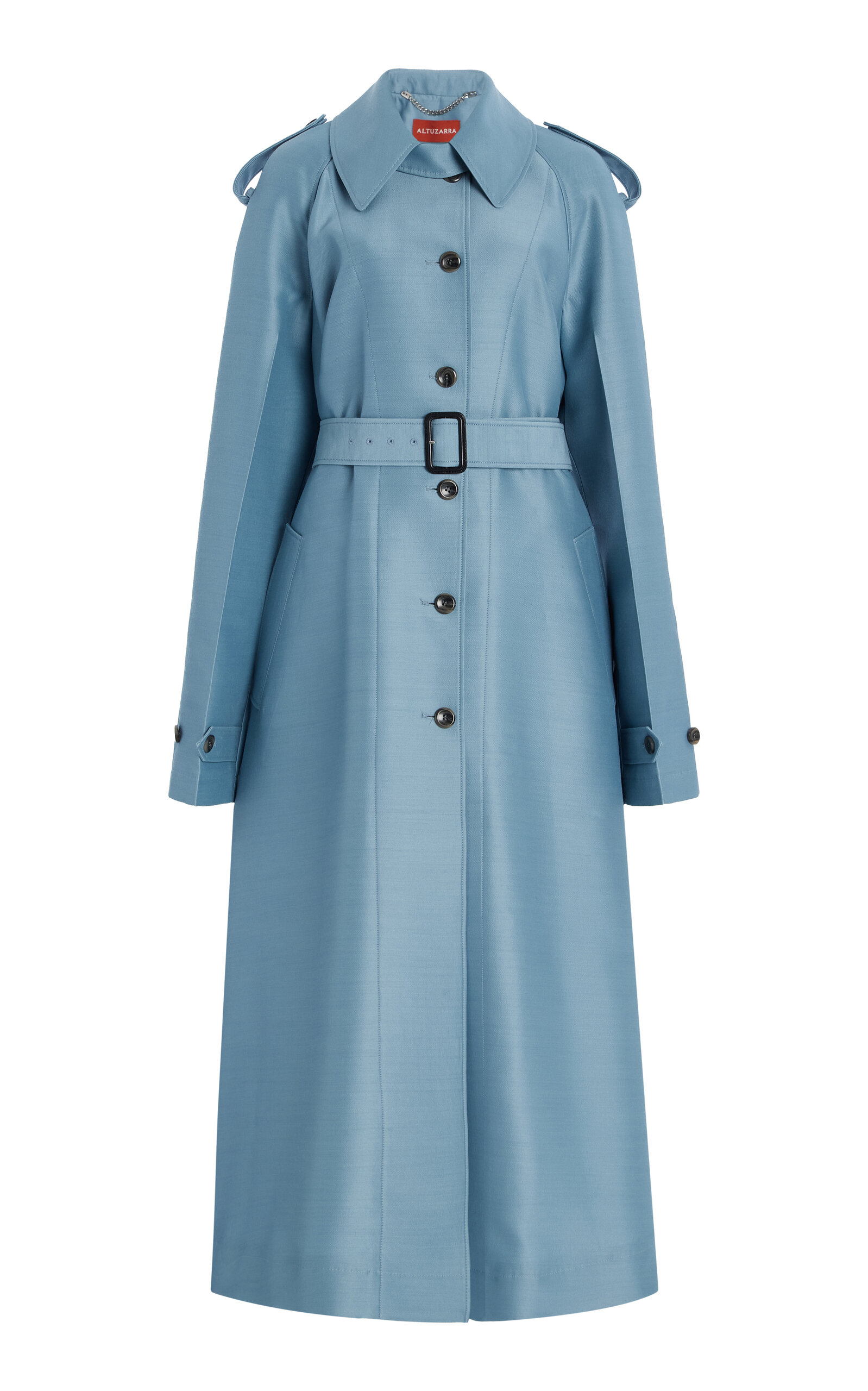 Shop Altuzarra Ace Wool-silk Trench Coat In Blue