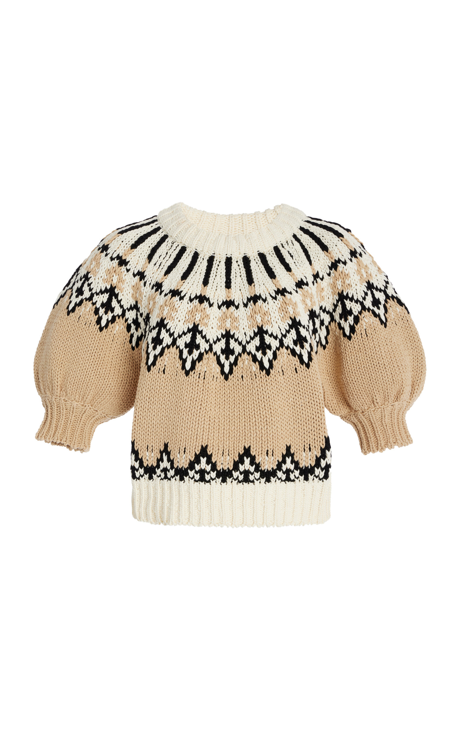 ALTUZARRA MARTY INTARSIA-KNIT COTTON SWEATER 