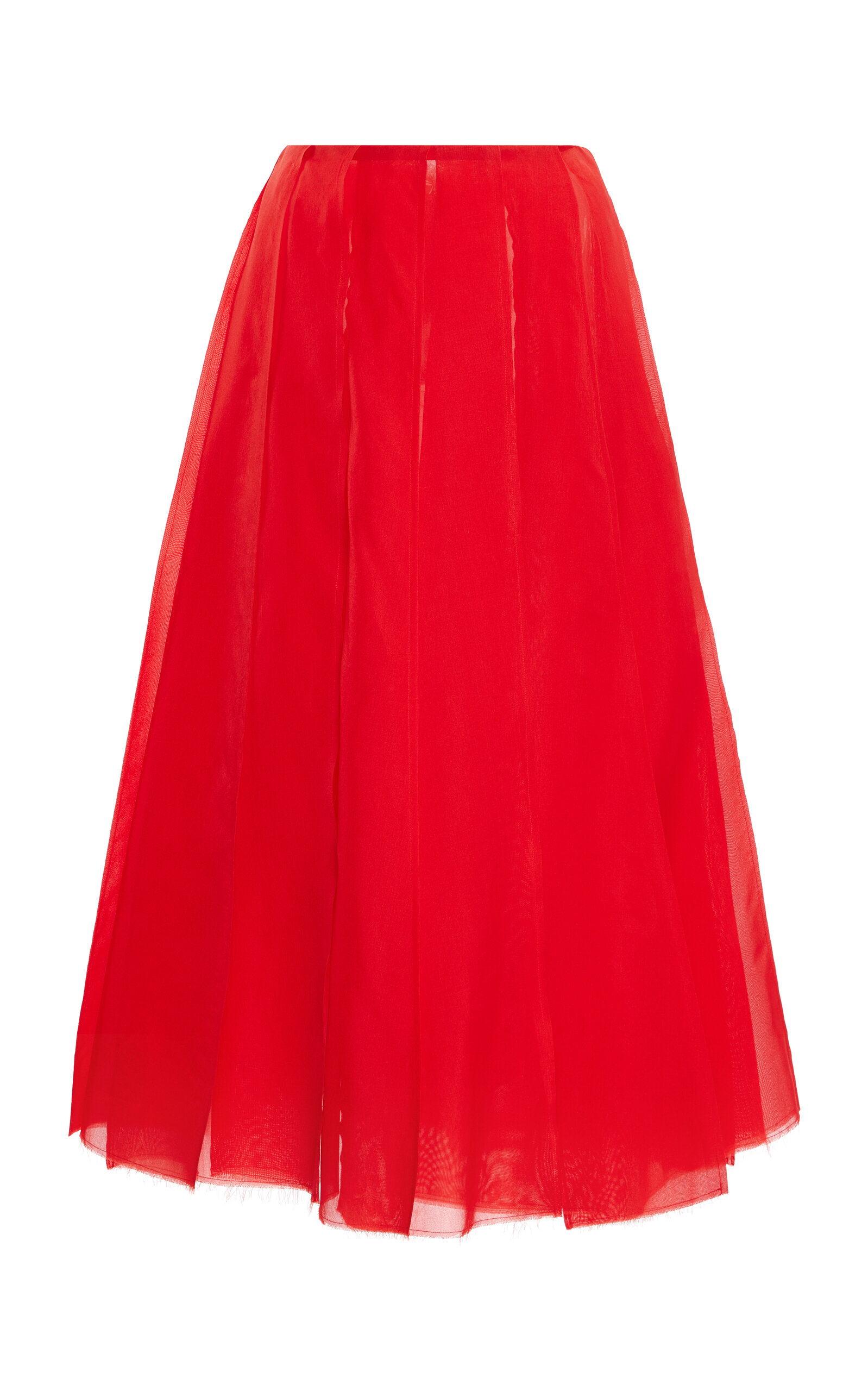 Shop Altuzarra Dex Pleated Silk Maxi Skirt In Red