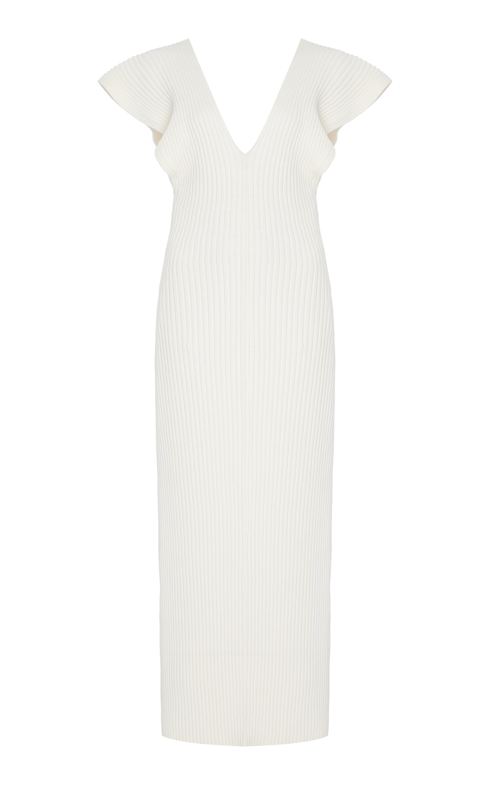 Shop Altuzarra Trey Plissé-knit Midi Dress In White