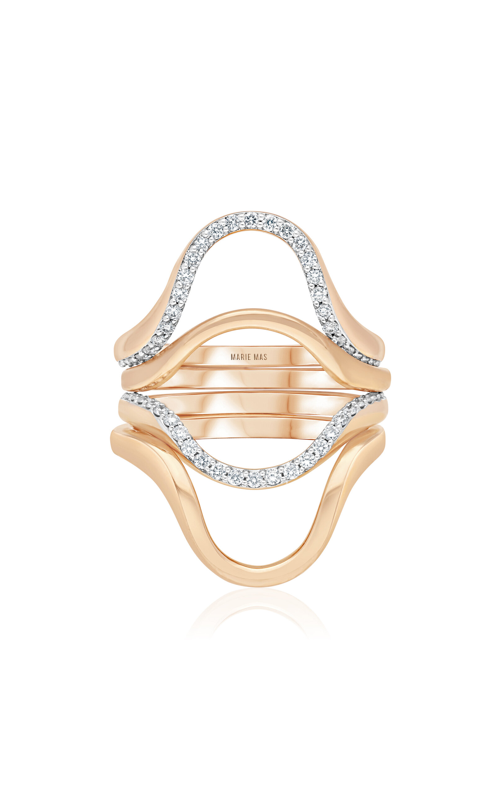 Set-Of-Four 18K Rose Gold Diamond Rings