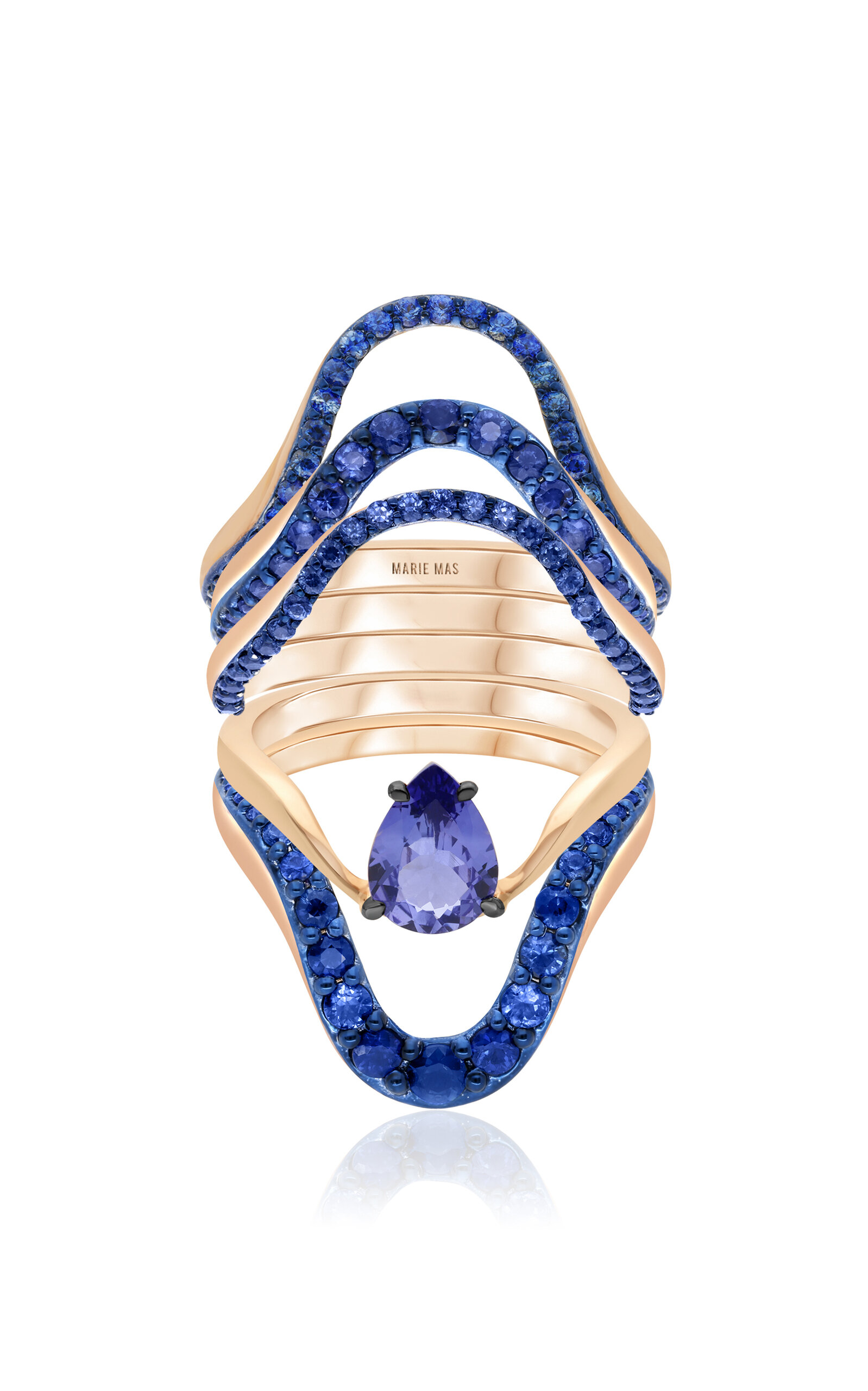 Set-Of-Five 18K Rose Gold Tanzanite Rings