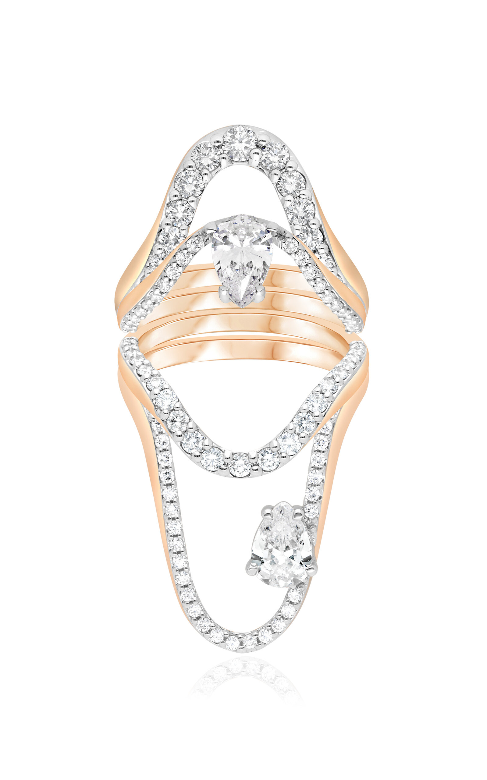 Set-Of-Four 18K Rose Gold Diamond Rings