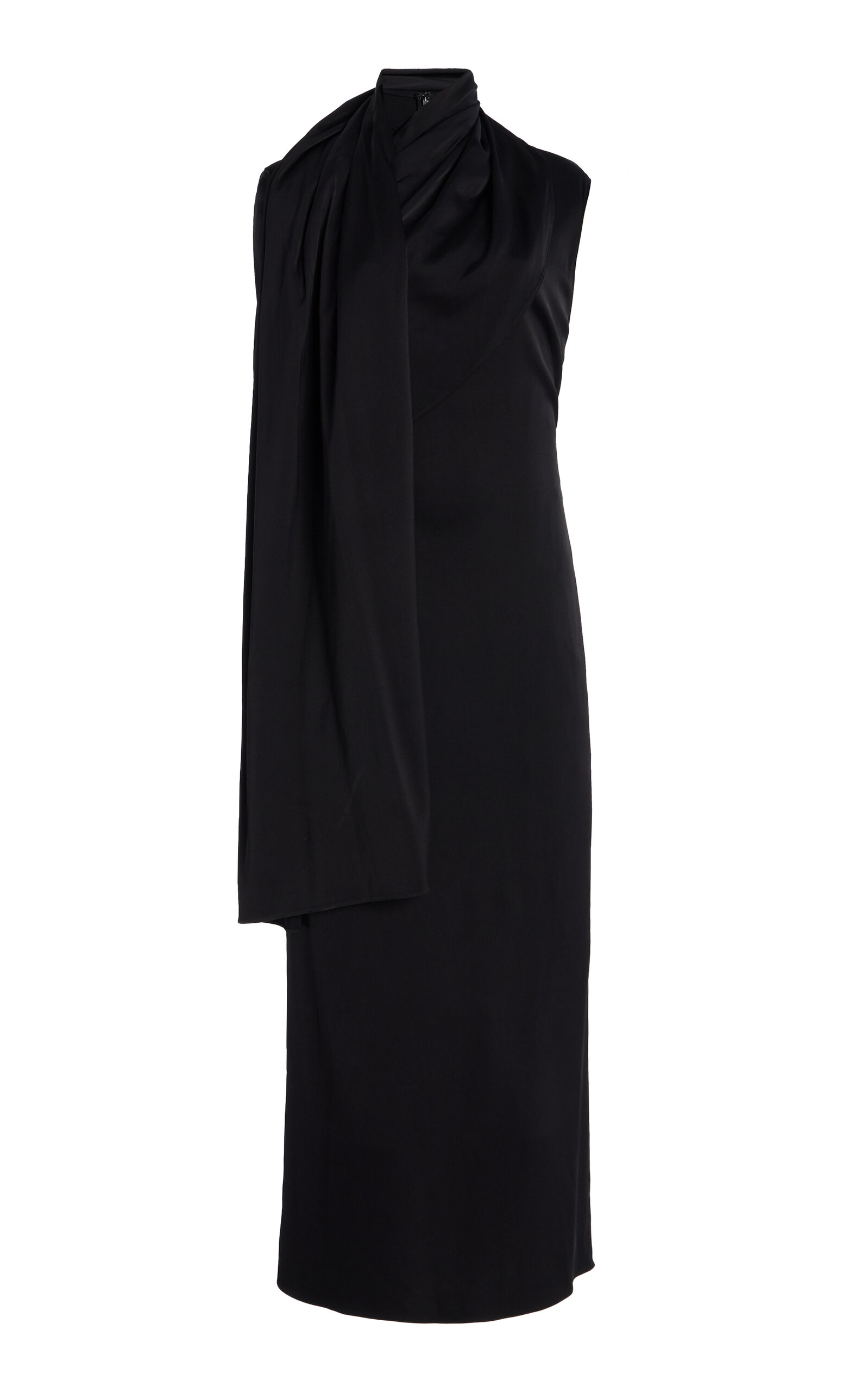 Scarf-Detailed Knit Midi Dress