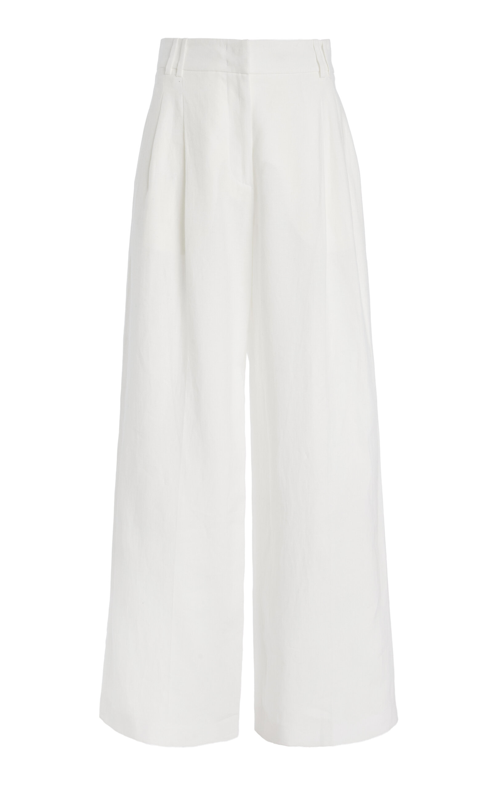 Pleated Linen Wide-Leg Pants