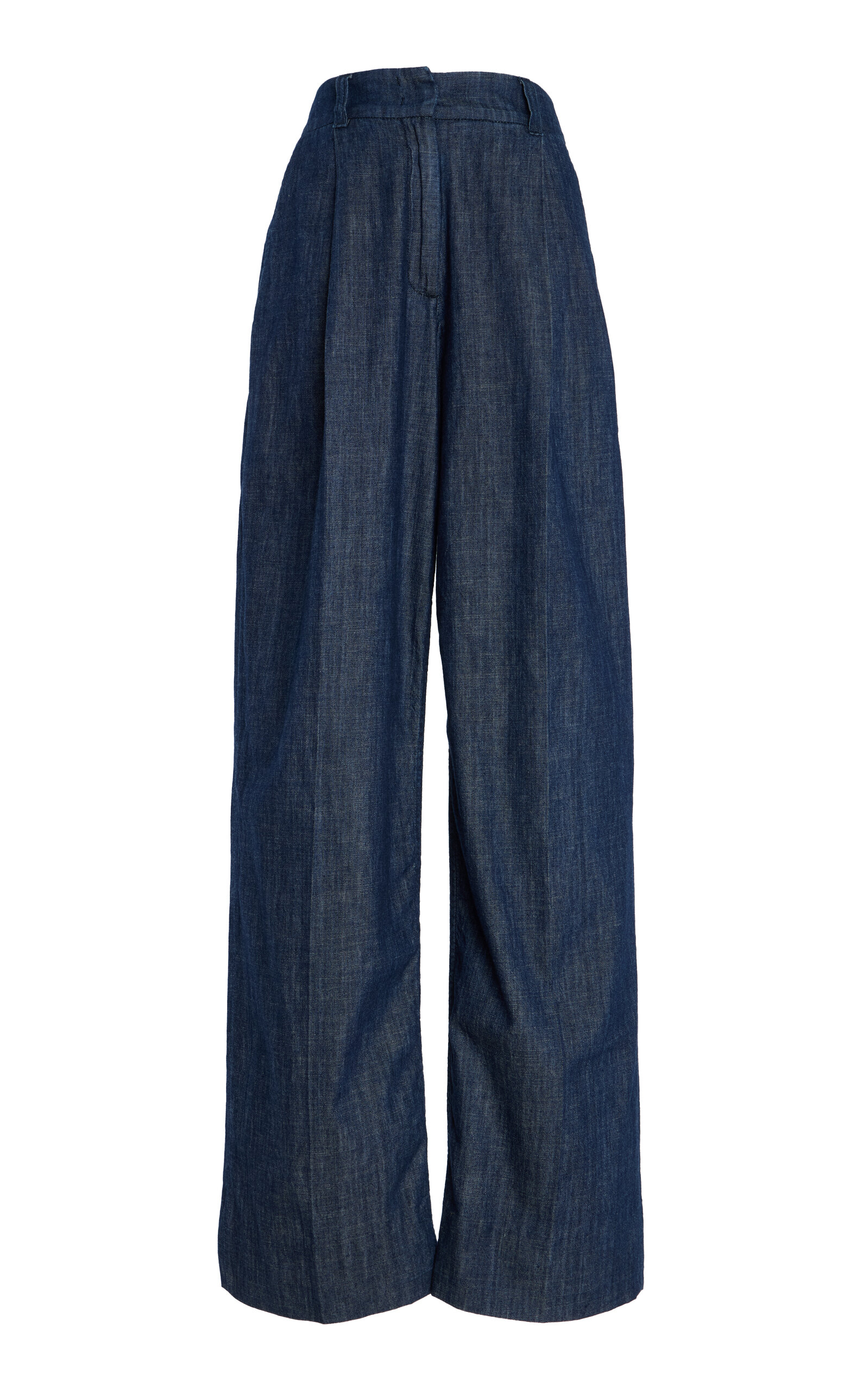 Cotto Chambray Wide-Leg Pants