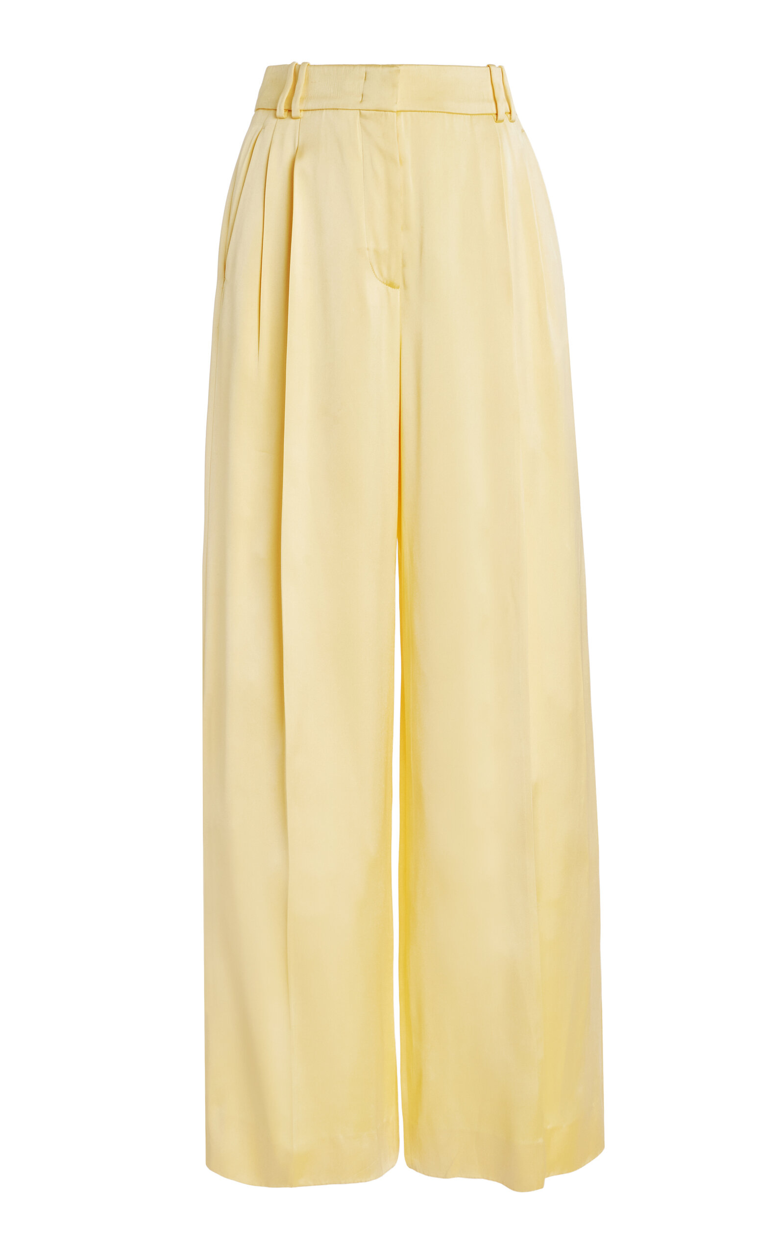 Pleated Satin Wide-Leg Pants