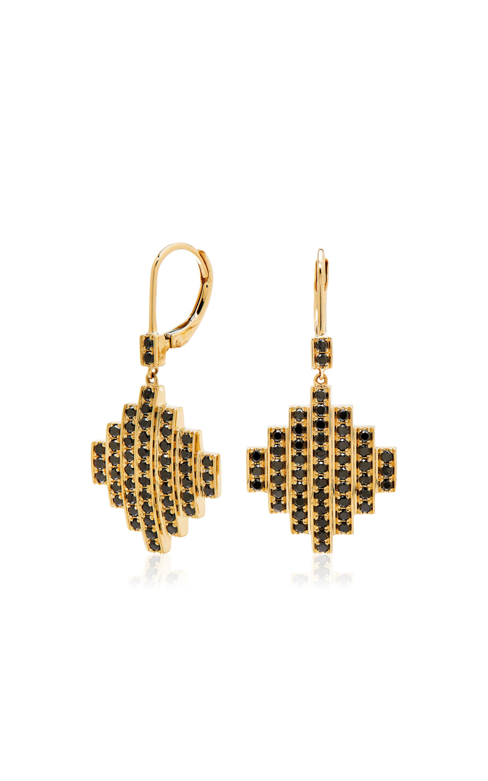 Stella Black Diamond 18K Yellow Gold Earrings