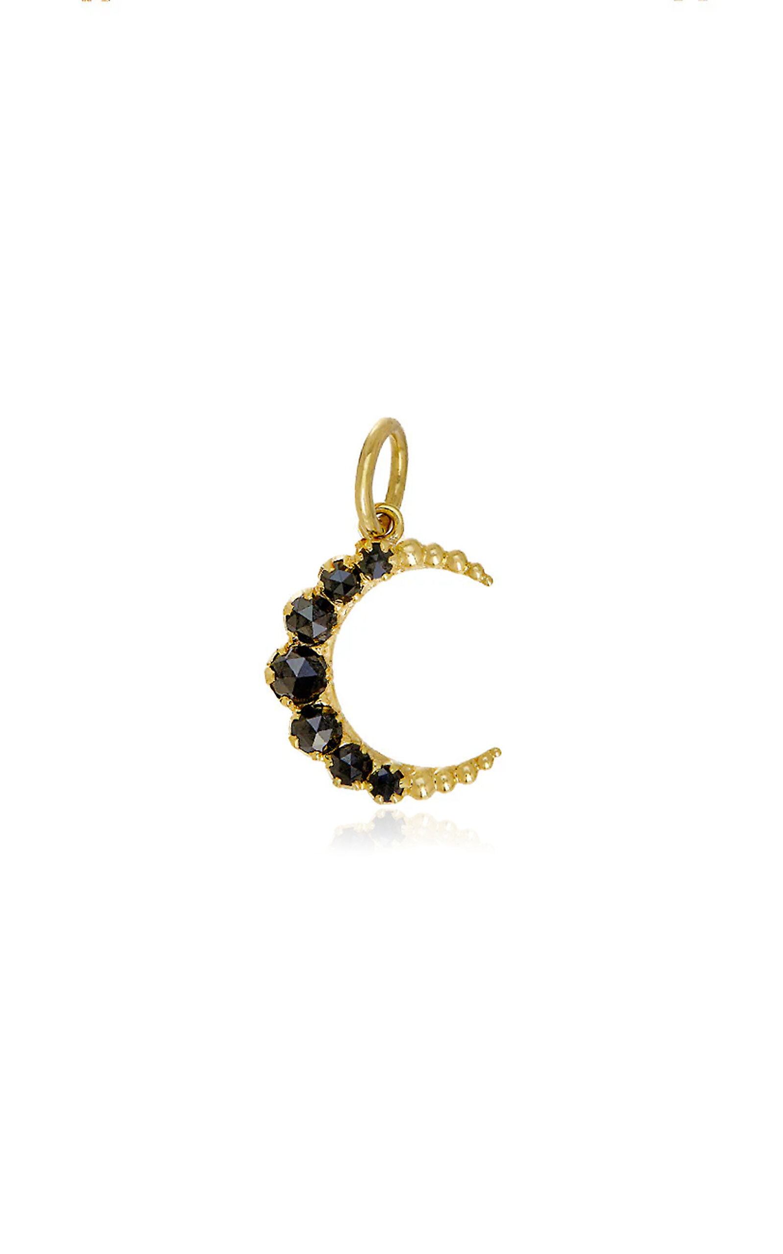 Crescent Small 18K Yellow Gold Black Diamond Pendant