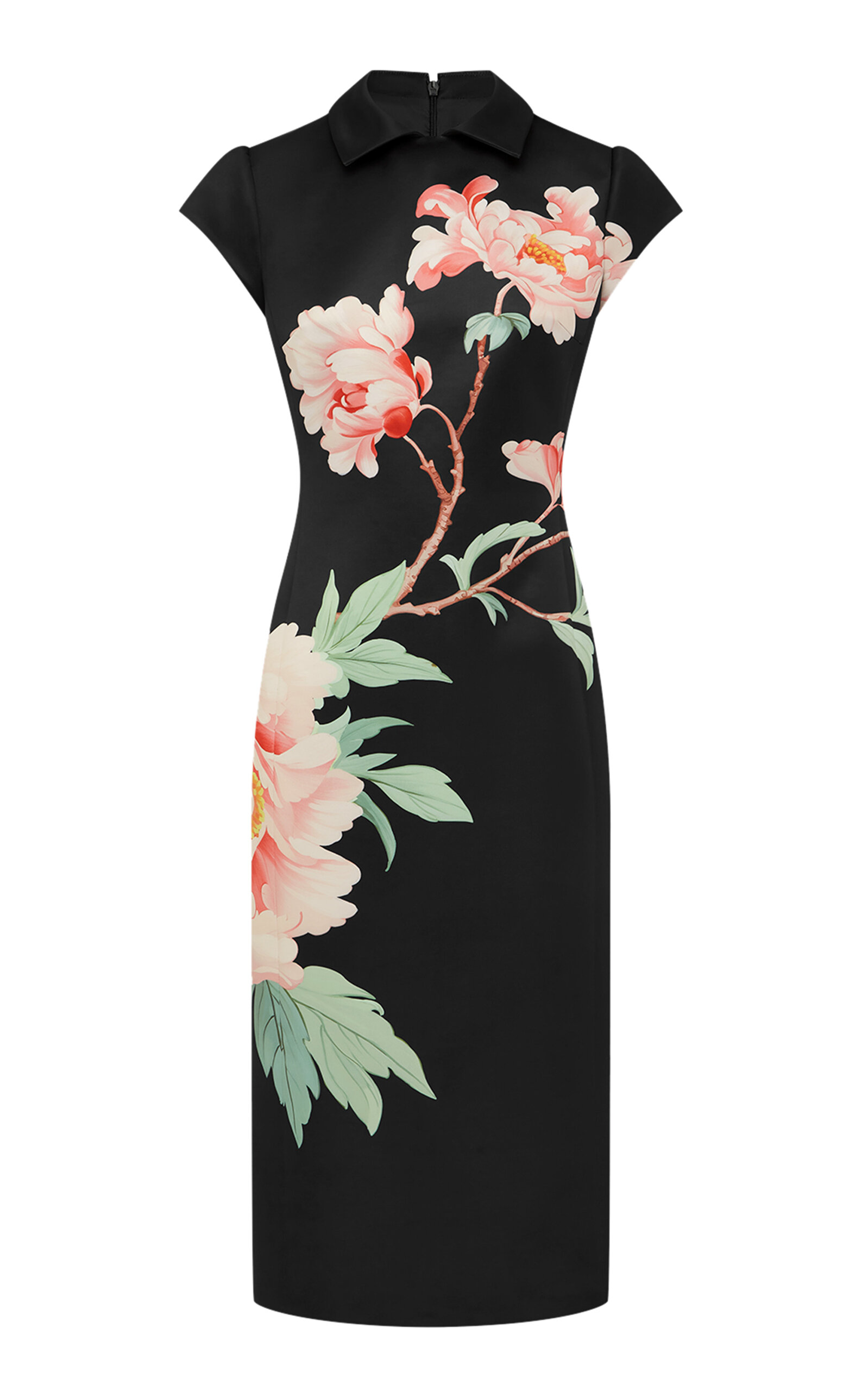 Shop Leo Lin Qian Crepe Midi Dress In Print