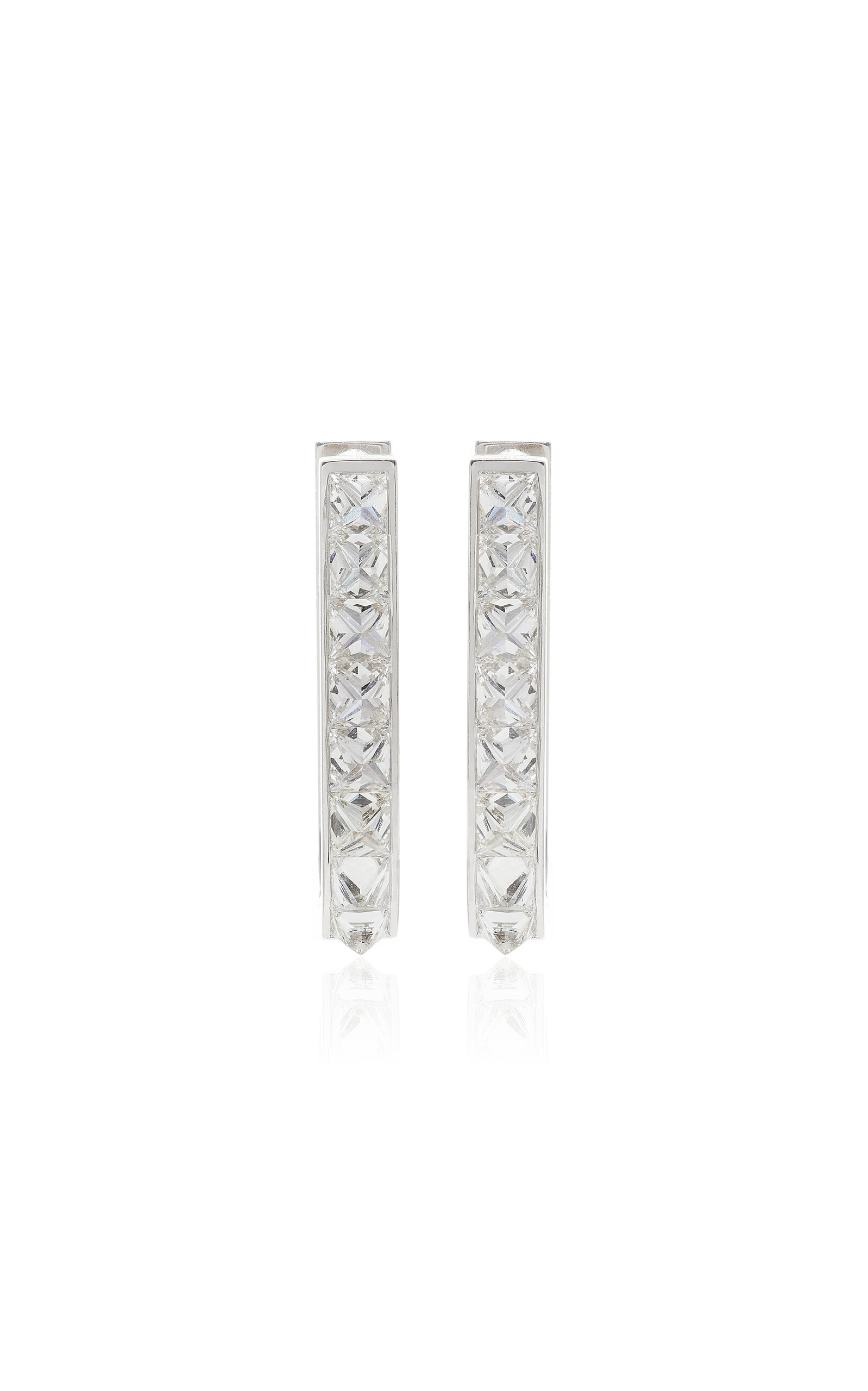 Be Spiked 18K White Gold Diamond Large Huggie Earrings