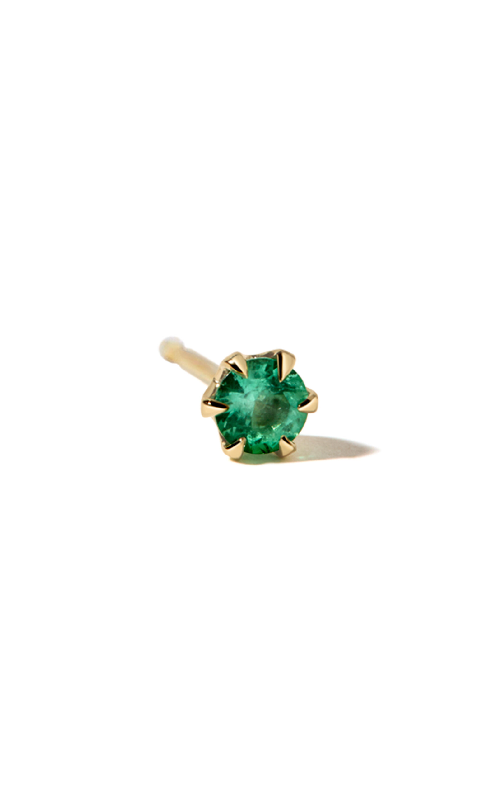 14K Yellow Gold Emerald Stud Earrings