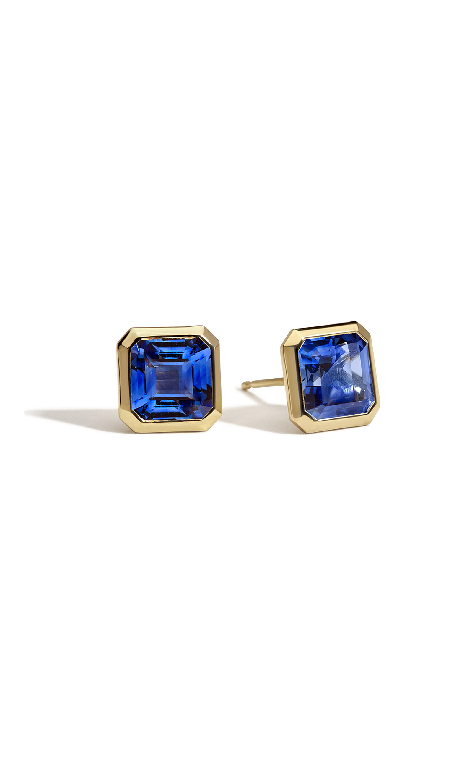 Candra 14K Yellow Gold Sapphire Stud Earrings