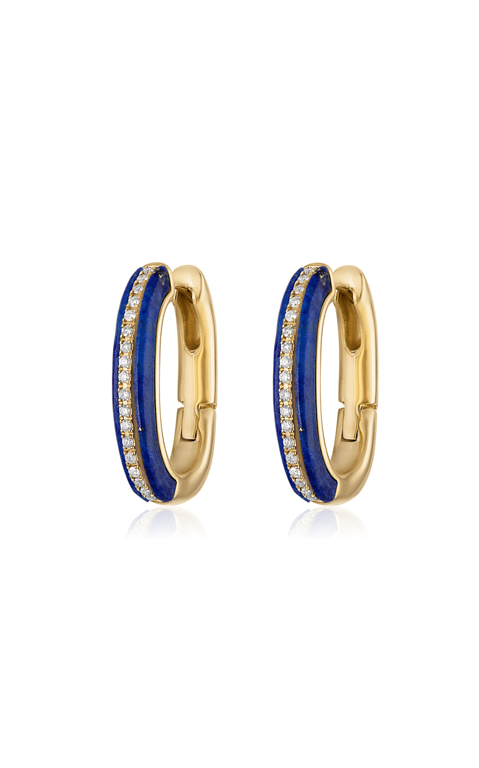 Knock On 14K Yellow Gold; Diamond And Lapis Earrings