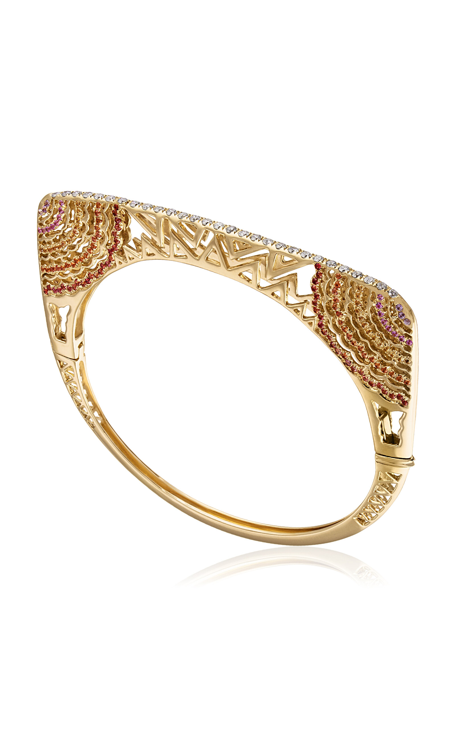 Horizon 14K Yellow Gold Diamond And Sapphire Bangle