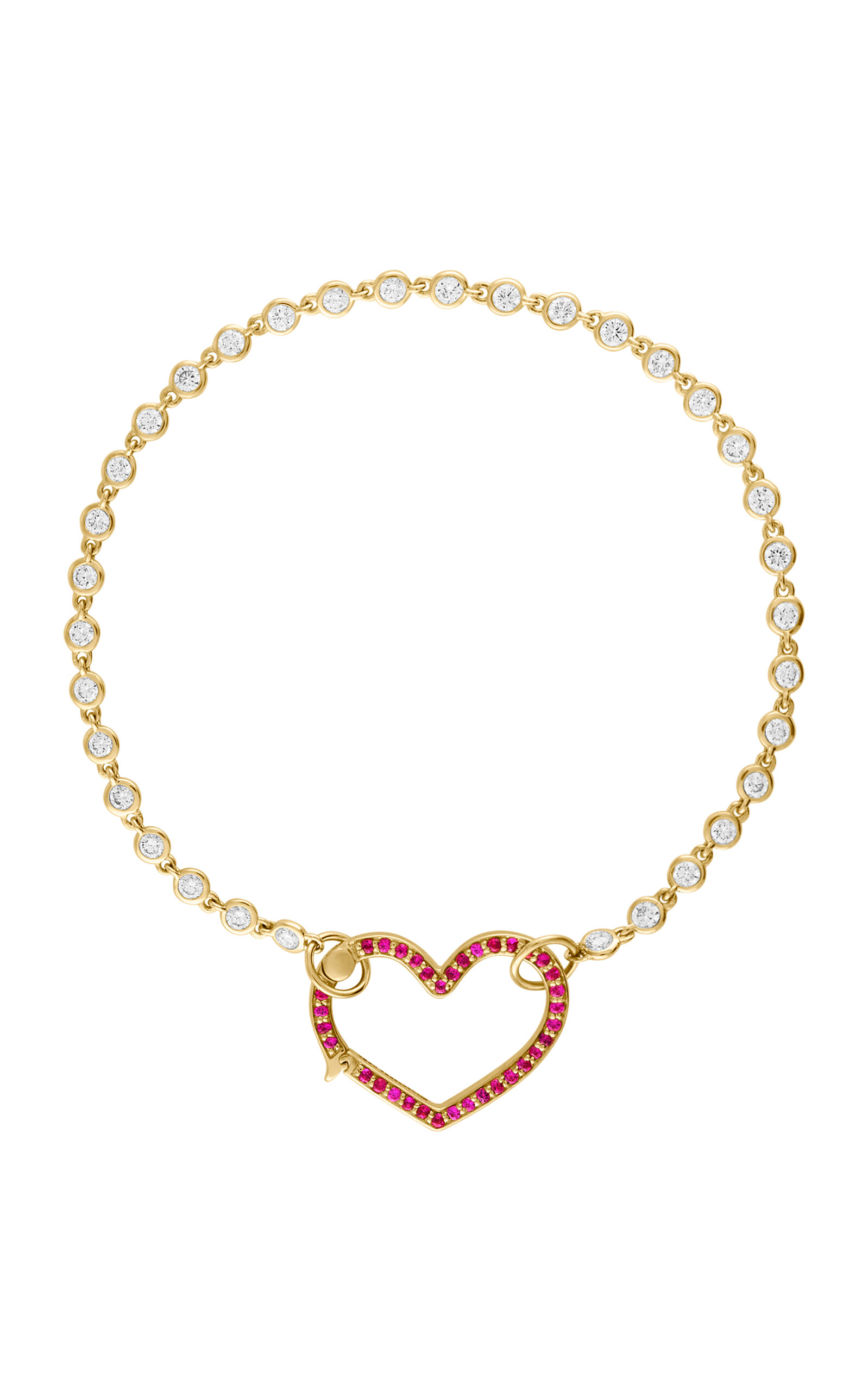 Heart 14K Yellow Gold Diamond Bracelet