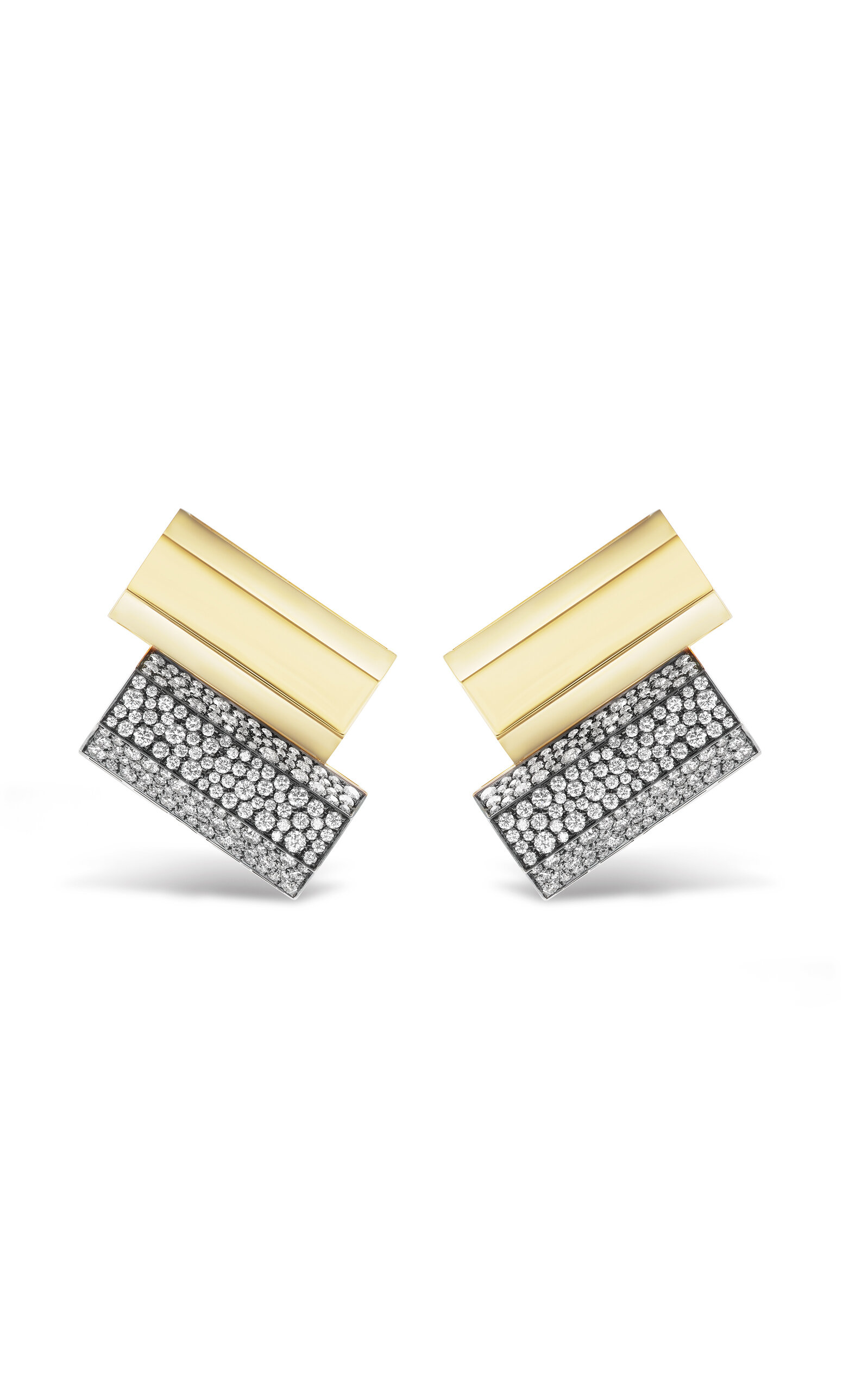 18k Yellow Gold Stella Bar Earrings Cobblestone Diamonds