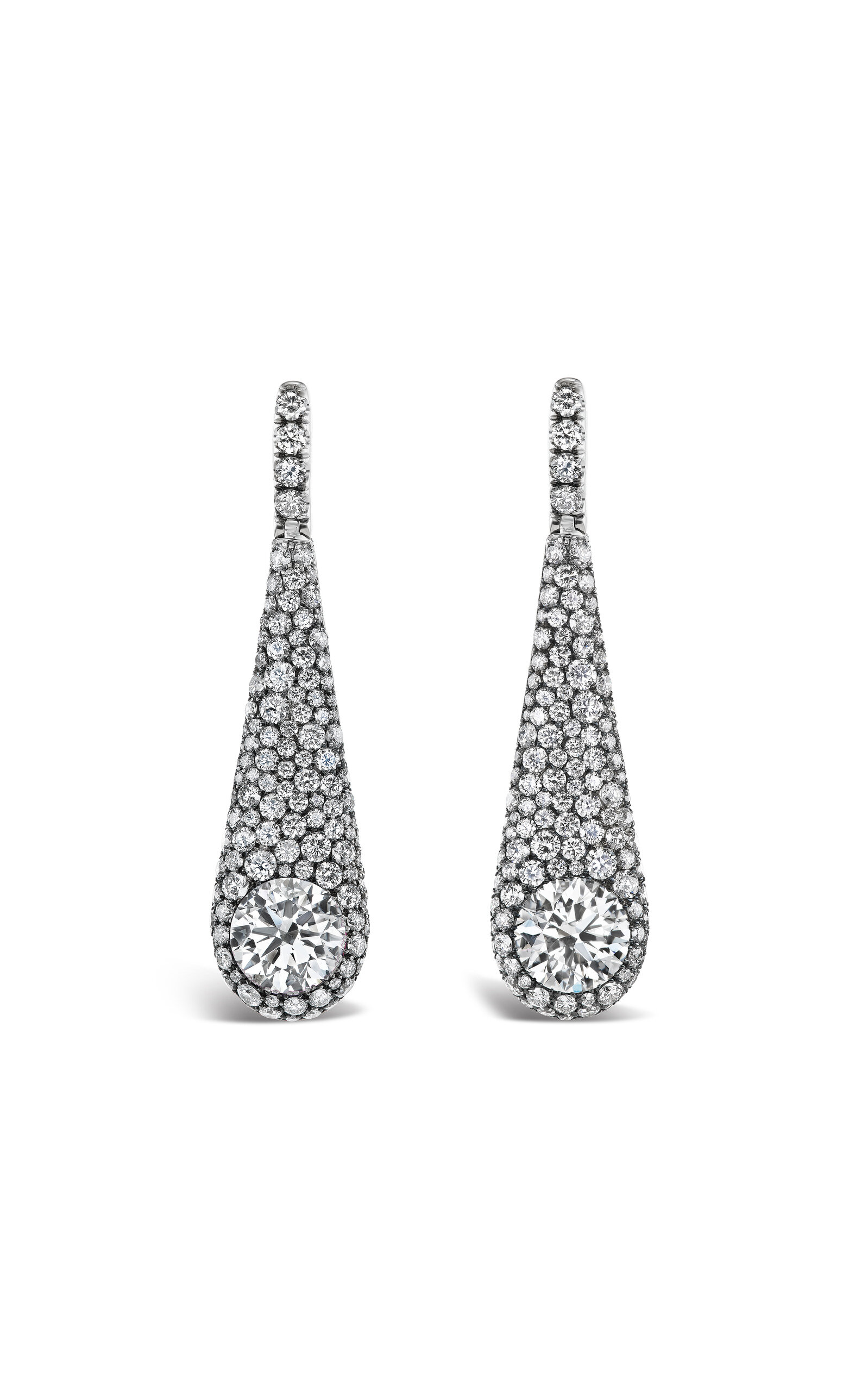 18k White Gold Diamond Pindrop Earrings