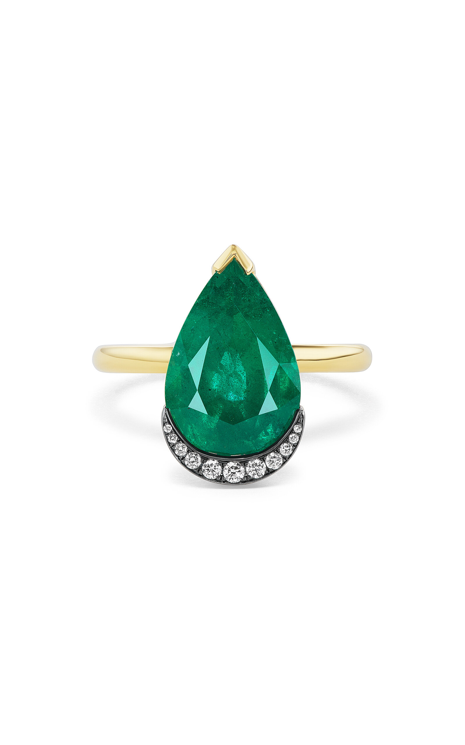 18k Yellow Gold Emerald Pear Ring