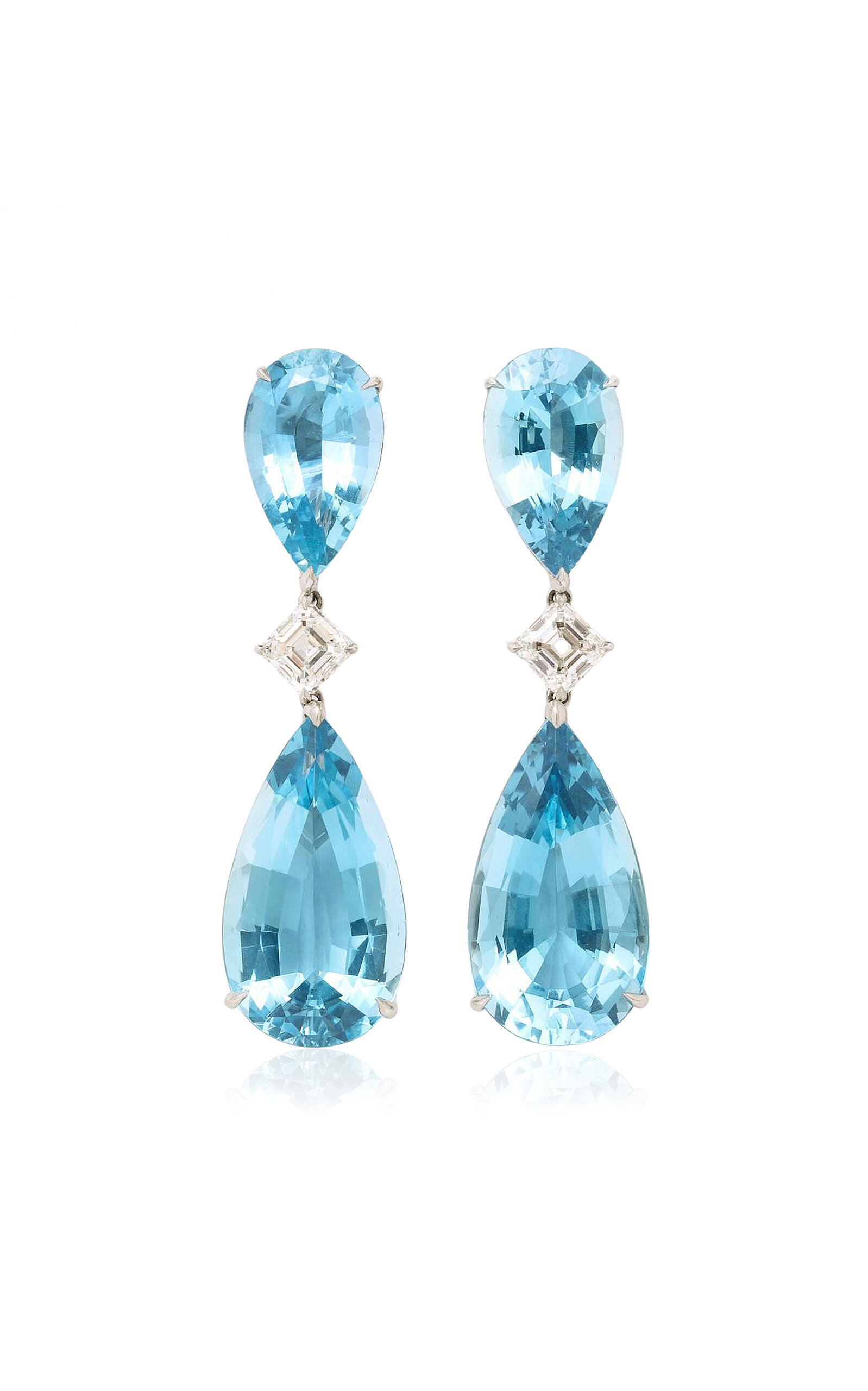 Platinum Aquamarine and Diamond Earrings