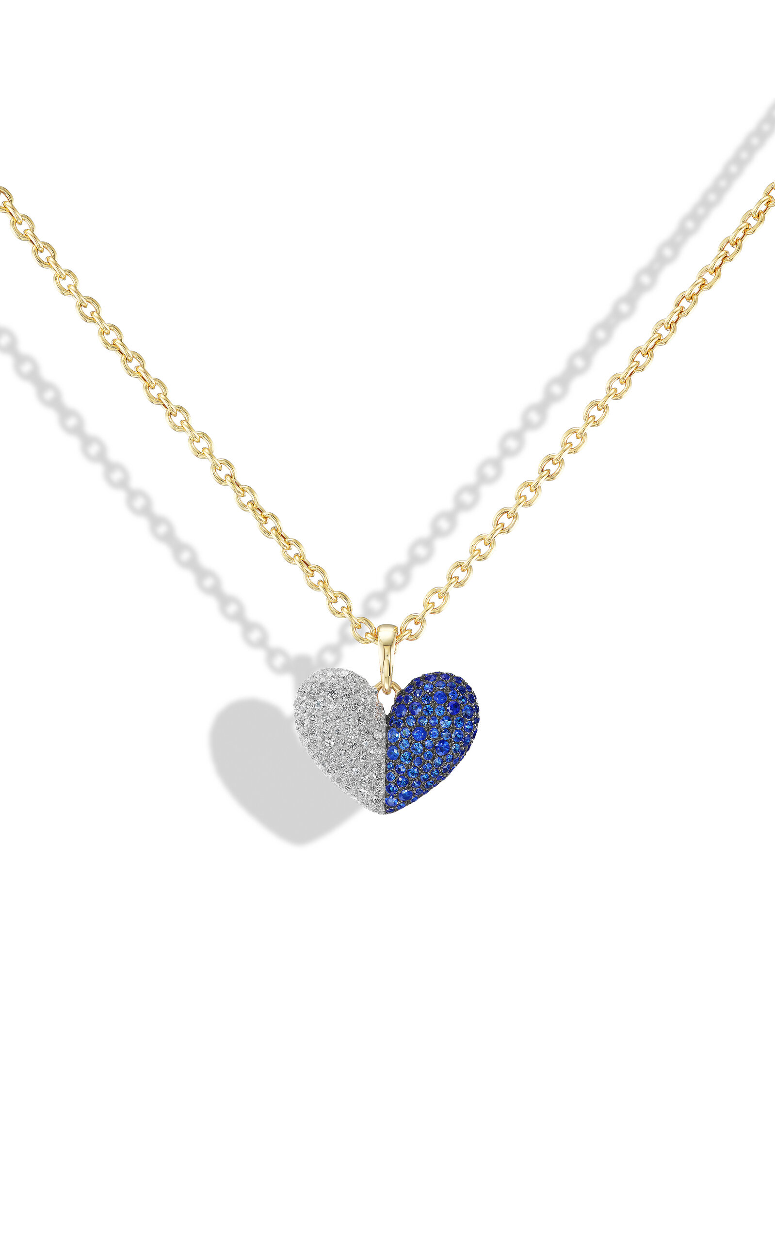 18k Yellow Gold Victorian Sweetheart Diamond x Blue Sapphire on 18" Legacy Chain