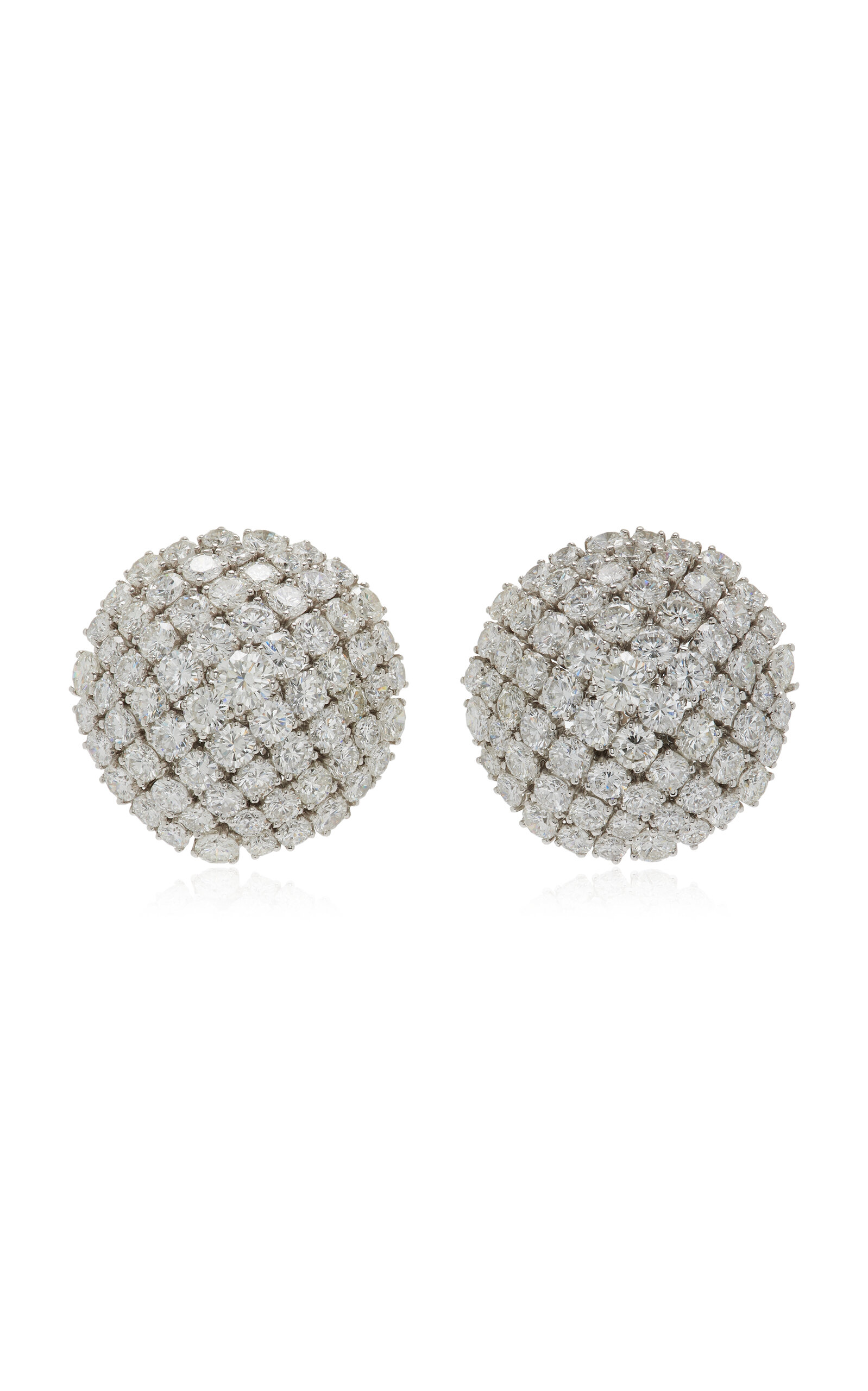 18k White Gold Diamond Button Earrings