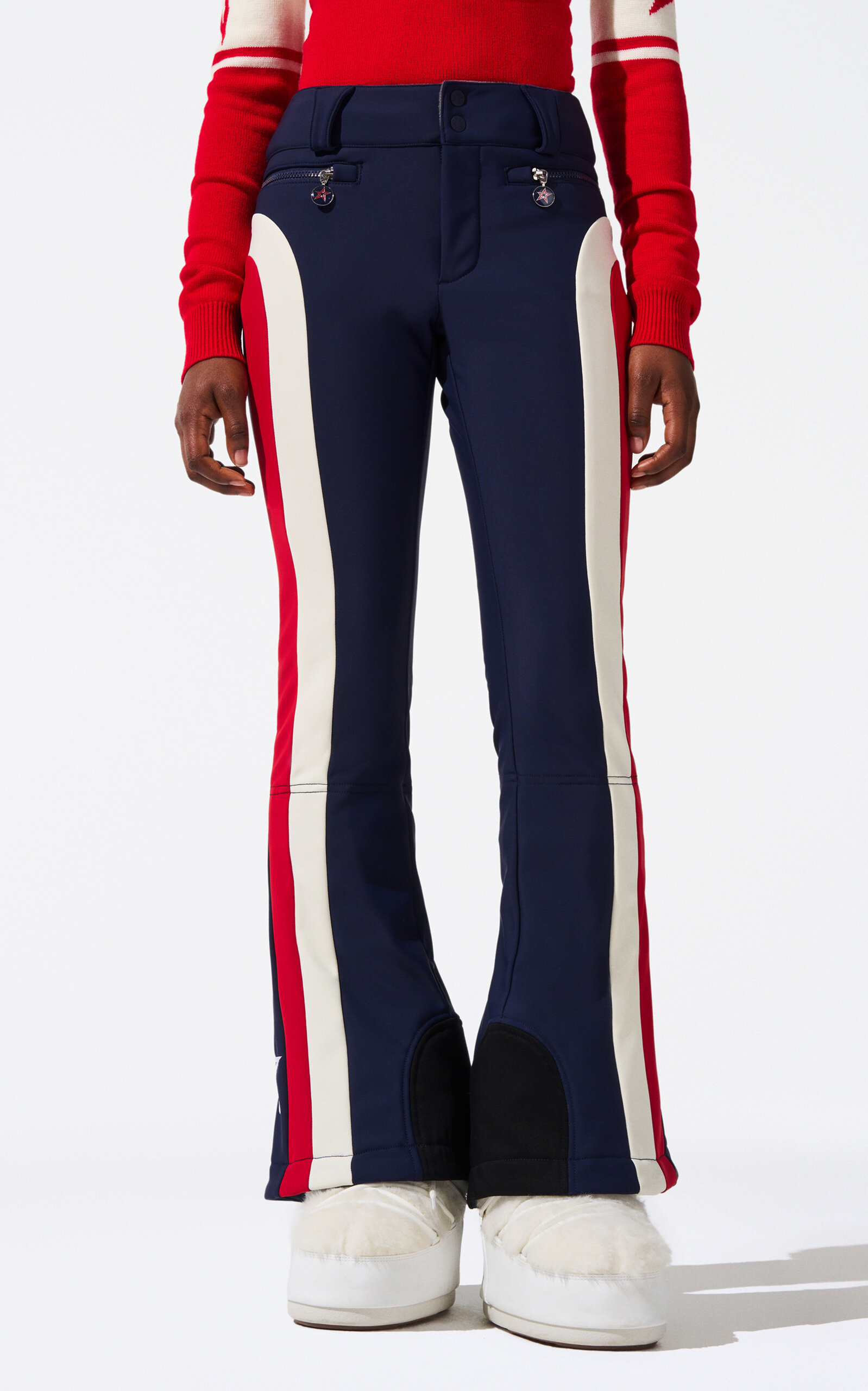 Queenie Striped Mid-Rise Stretch-Nylon Ski Pants