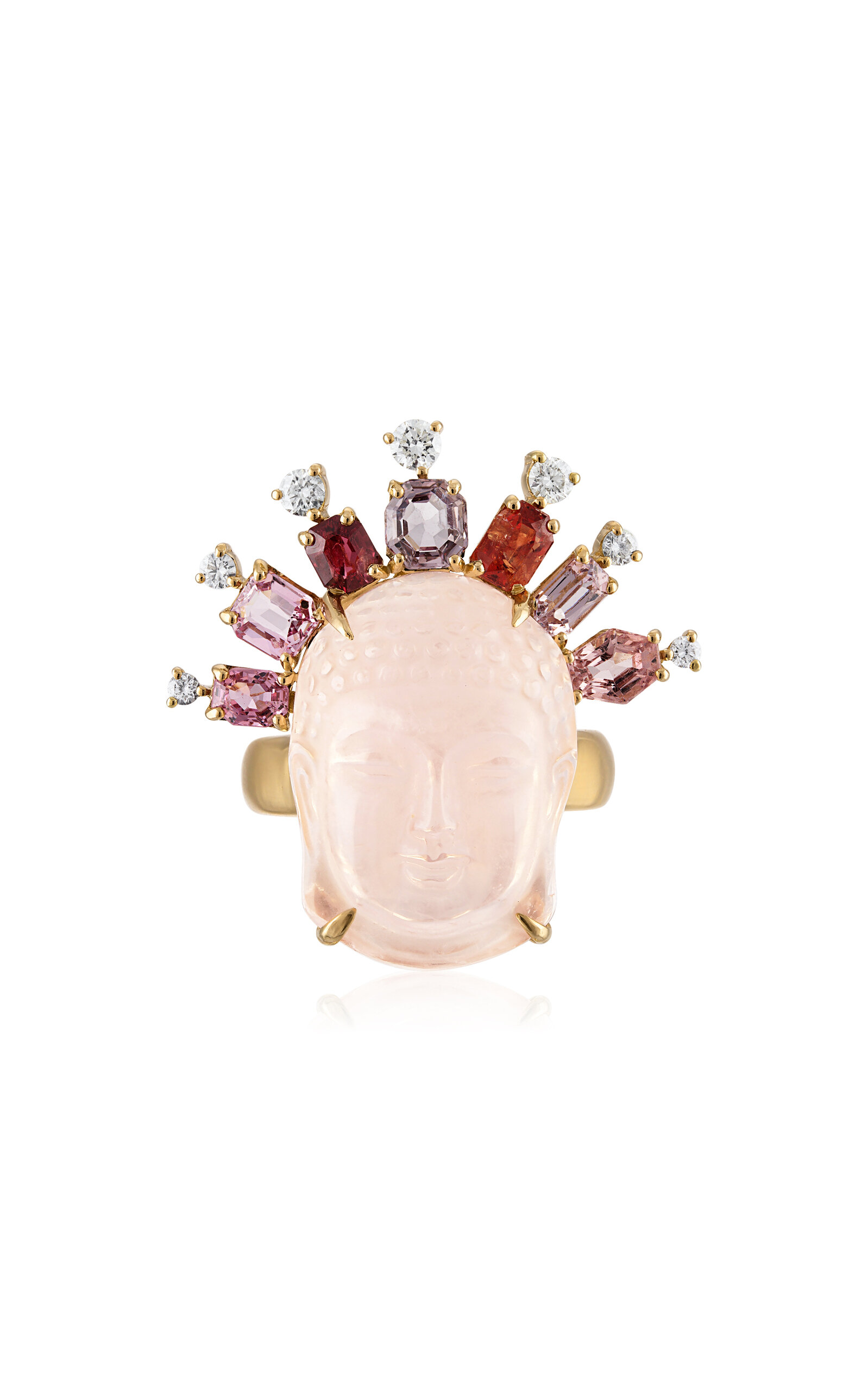 14k Yellow Gold Happiness is a choice Budda Ring