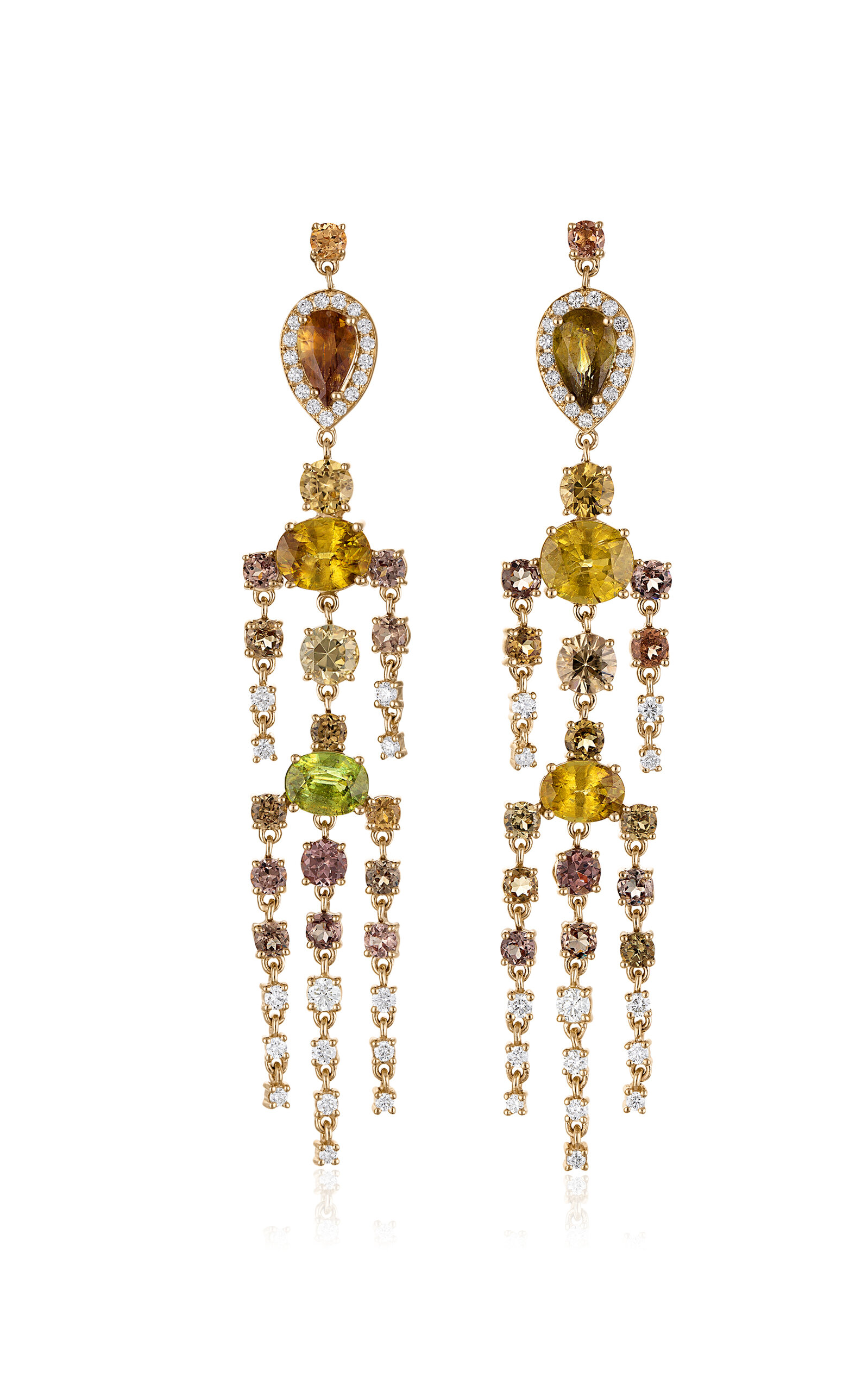 14k Yellow Gold Sphene Chandelier Earrings