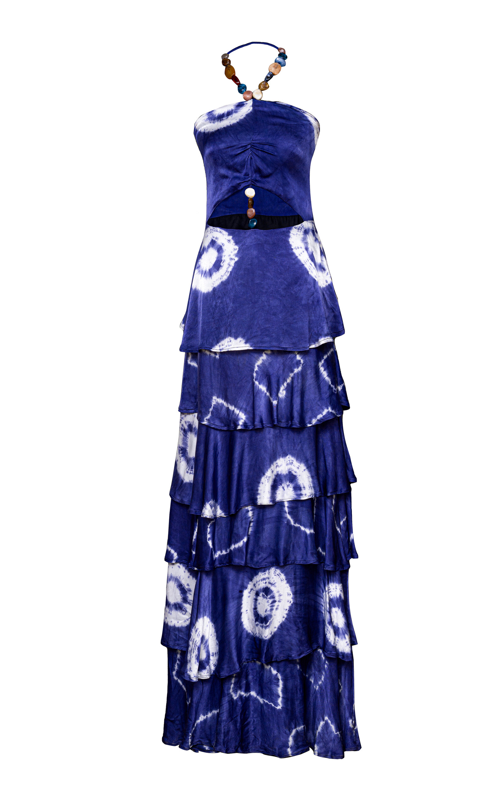 Ire Cutout Tie-Dyed Silk Halter Maxi Dress