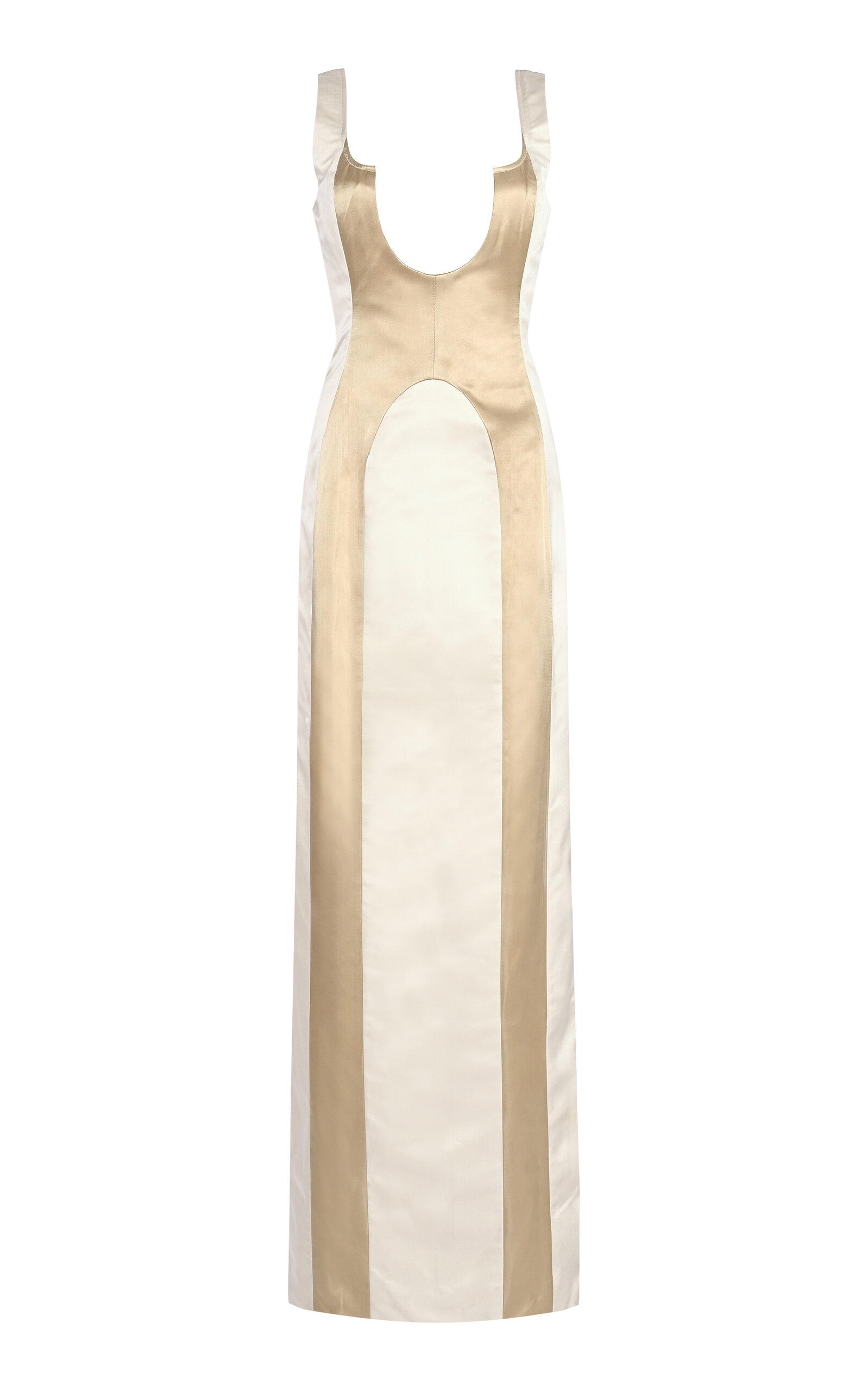 Orbital Satin-Trimmed Crepe Column Gown