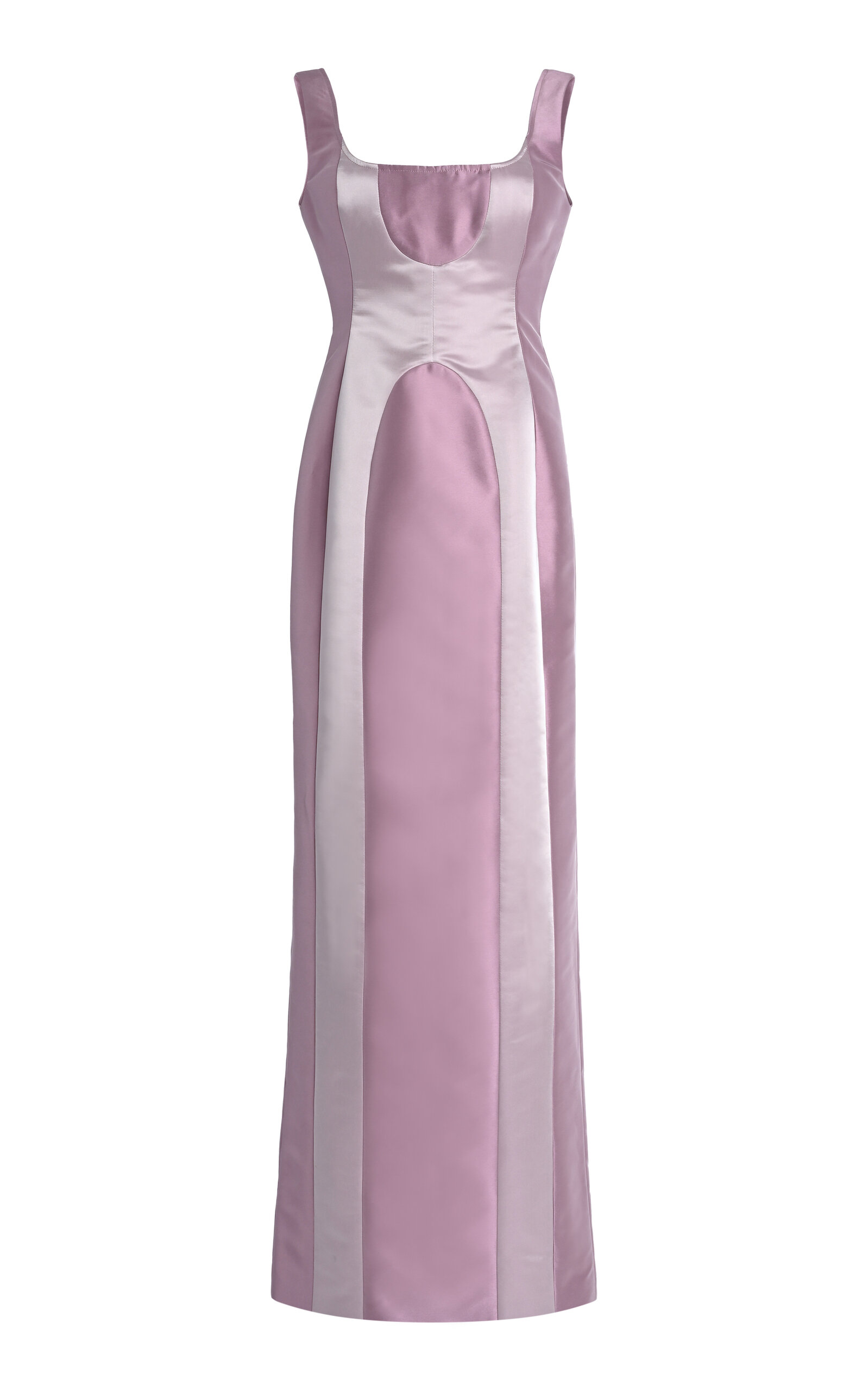 Orbital Satin-Trimmed Crepe Column Gown