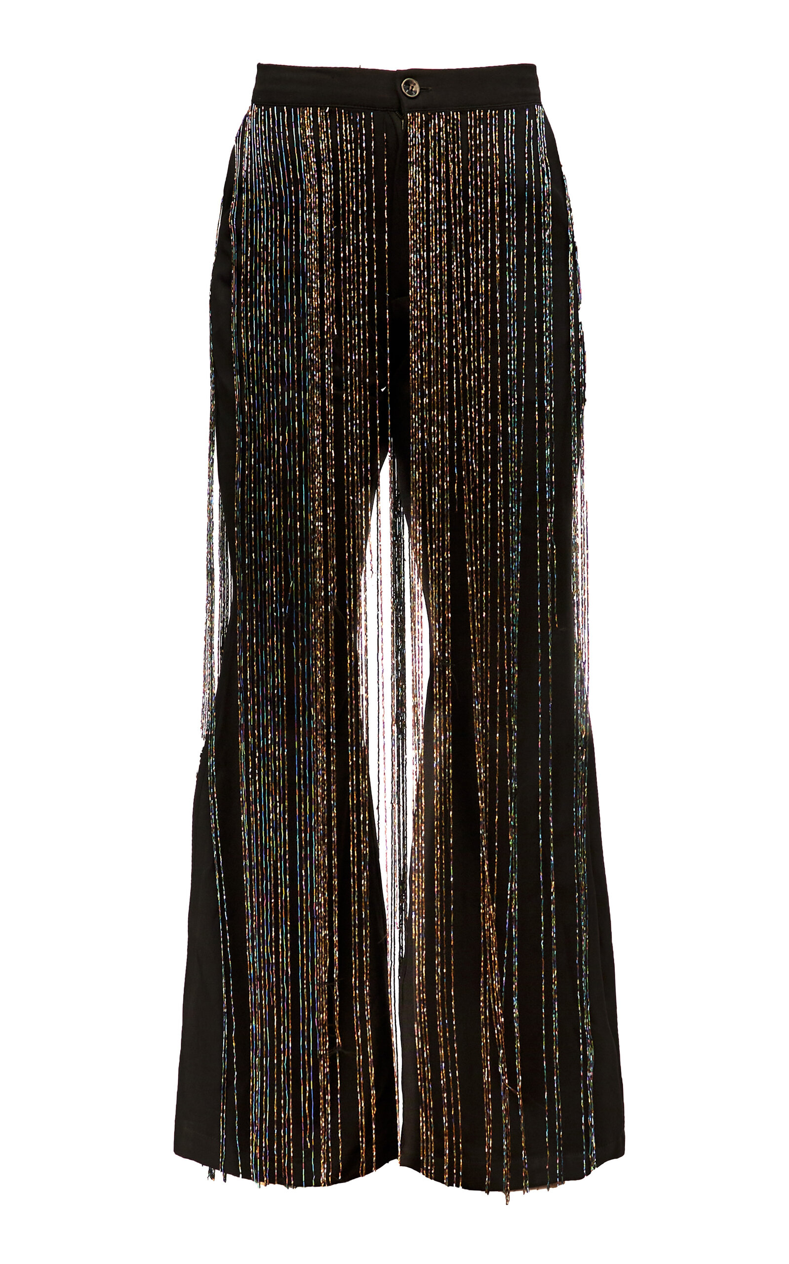 Kaira Tassle-Beaded Crepe Flared Pants